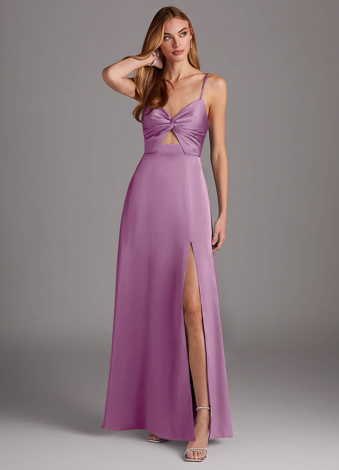 Azazie Jenna Wisteria Stretch Satin Bridesmaid Dresses | Azazie