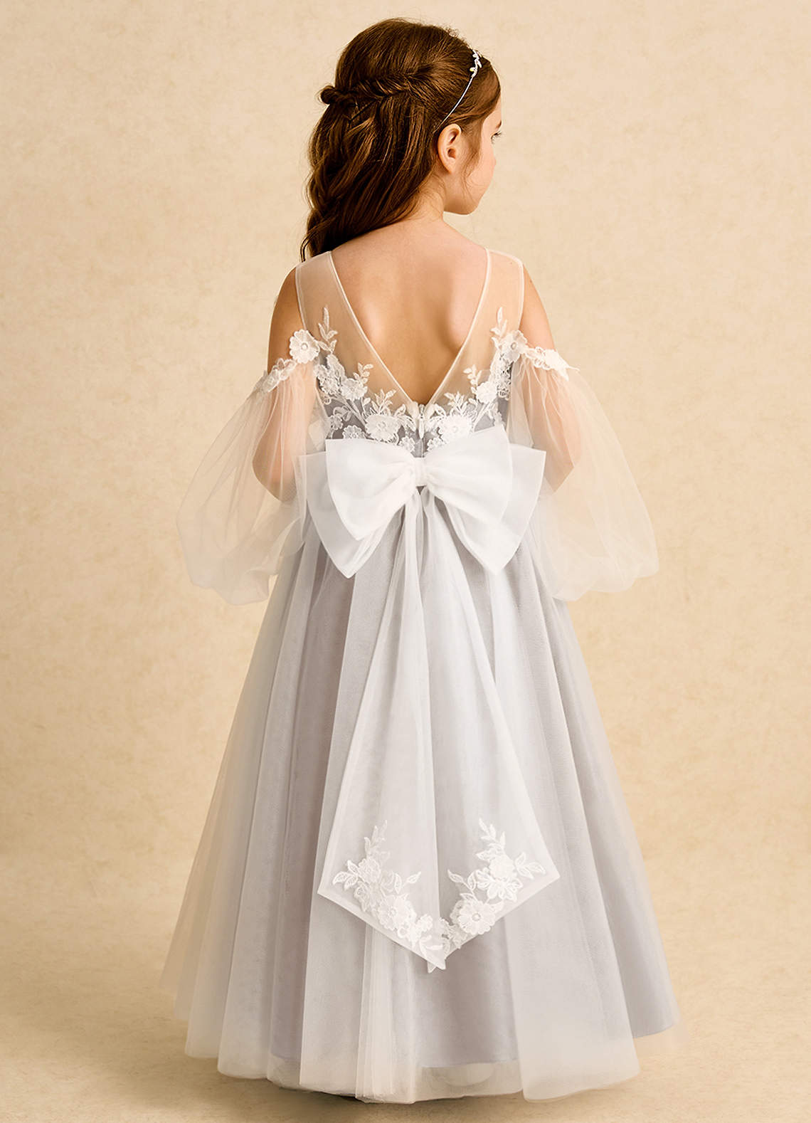 Azazie Zimi vestidos de niña de las flores Vestido de Escarcha de Tul de Princesa con Escote de Corazón image1