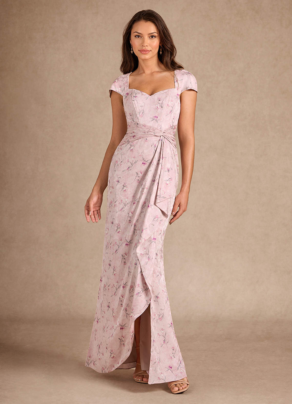 Azazie Elmira vestidos de madre de la novia Vestido de Rosa Inglesa de Satén Elástico de Recto con Escote de Corazón image3