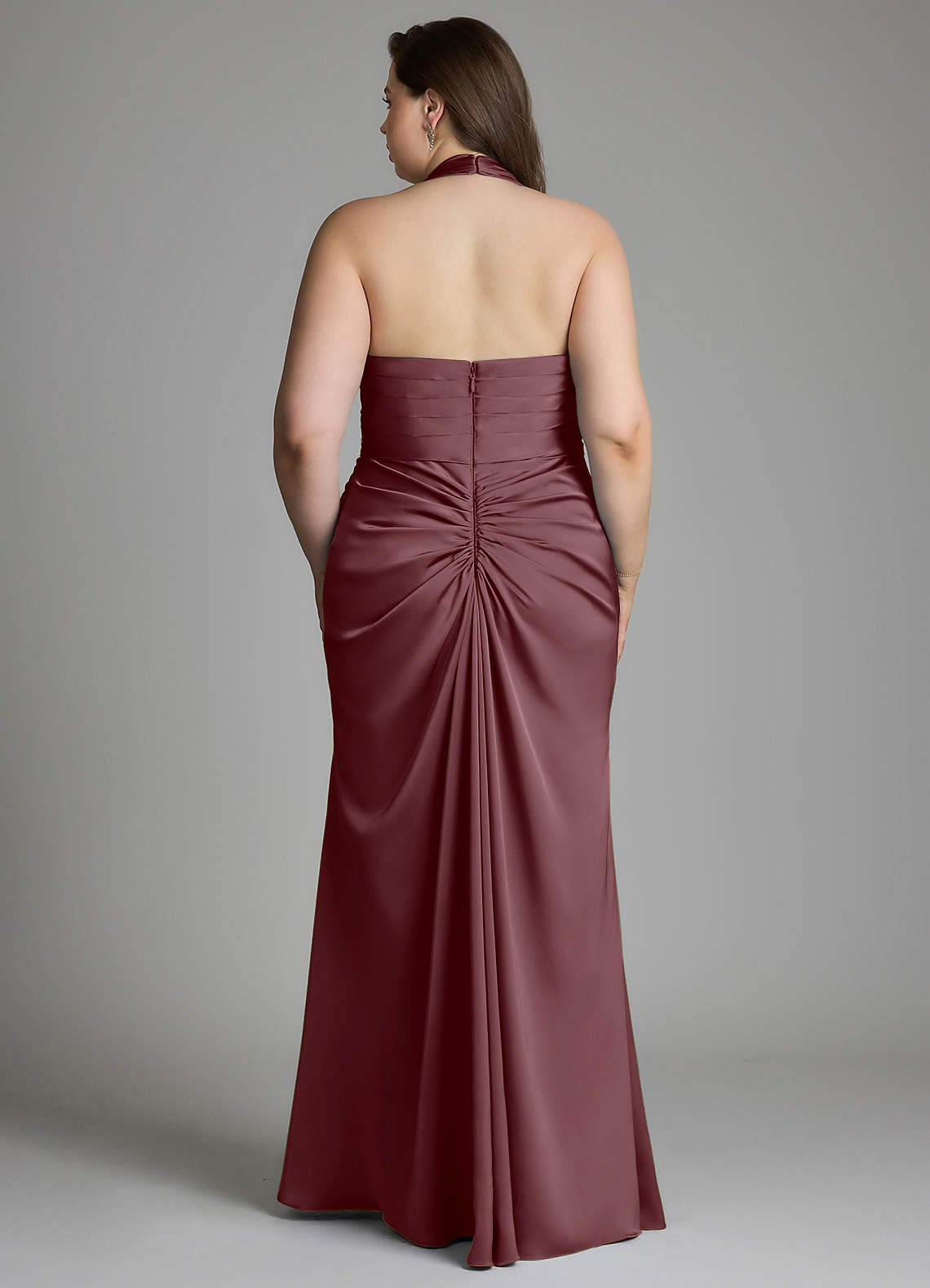 Azazie Destiny At-home Try On Dresses Sangria Mermaid Sweetheart Neckline Stretch Satin Dress image8