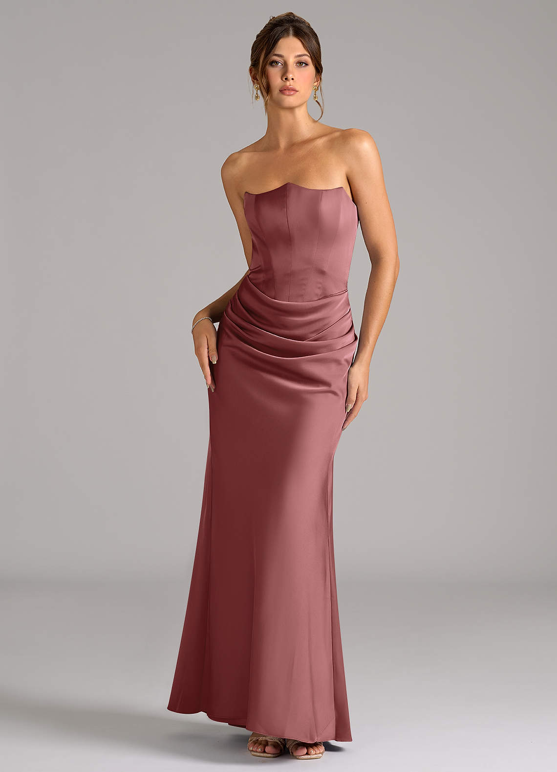 Azazie Debby Bridesmaid Dresses Amethyst Mermaid Strapless Stretch Satin Convertible Dress image1