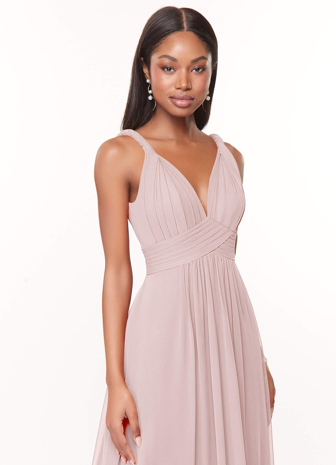 Azazie Maren Blushing Pink Chiffon Bridesmaid Dresses | Azazie