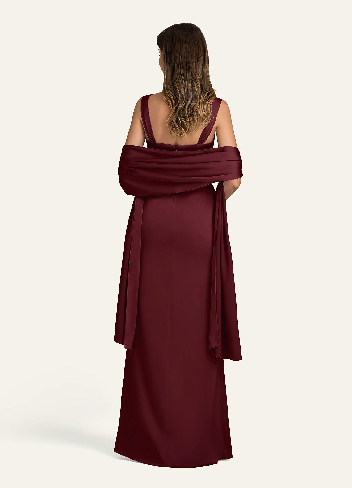 front Azazie Matching Color Stretch Satin Shawl