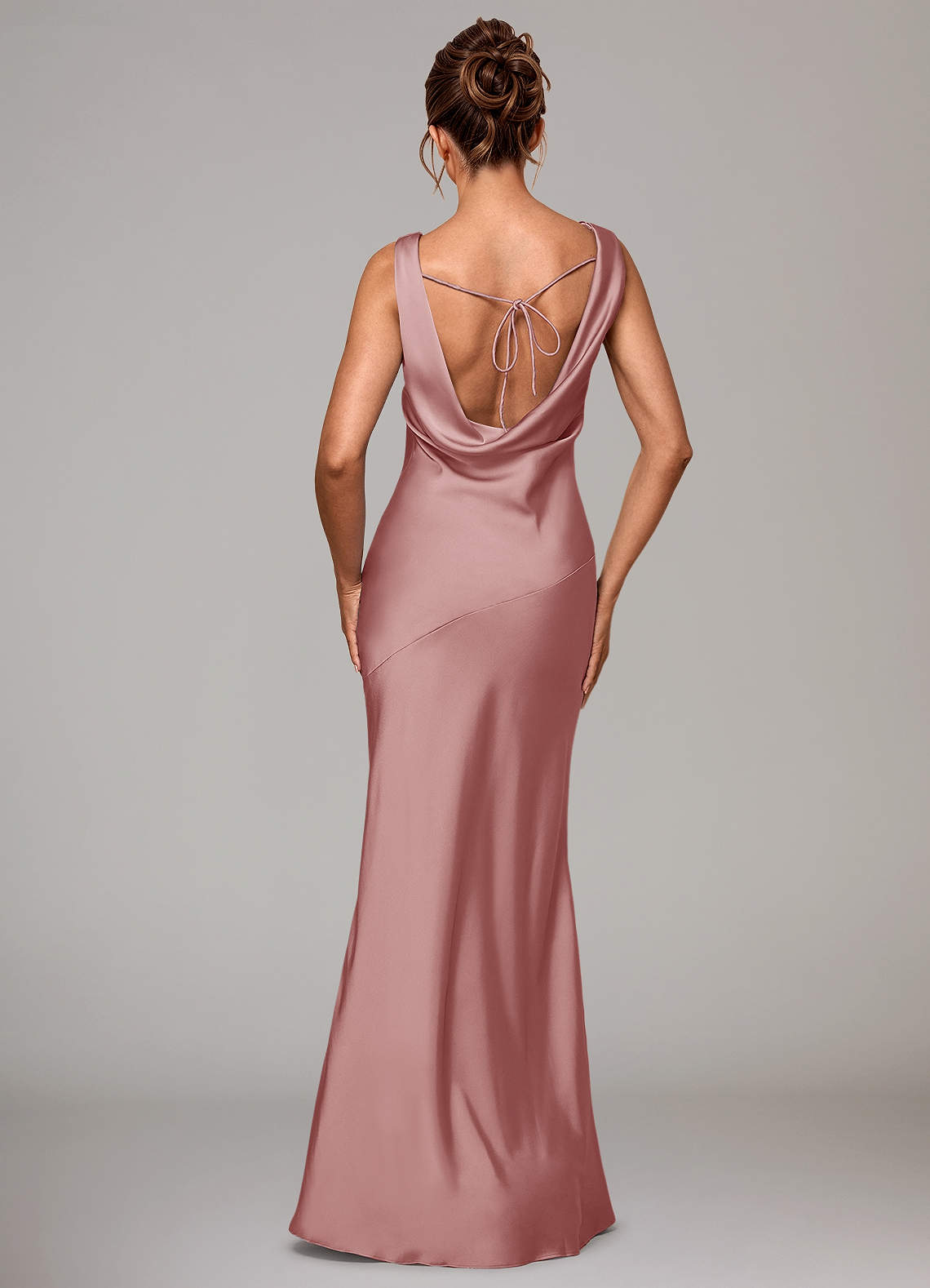 Azazie Rylina Bridesmaid Dresses Dusty Rose Mermaid Stretch Satin Dress image4
