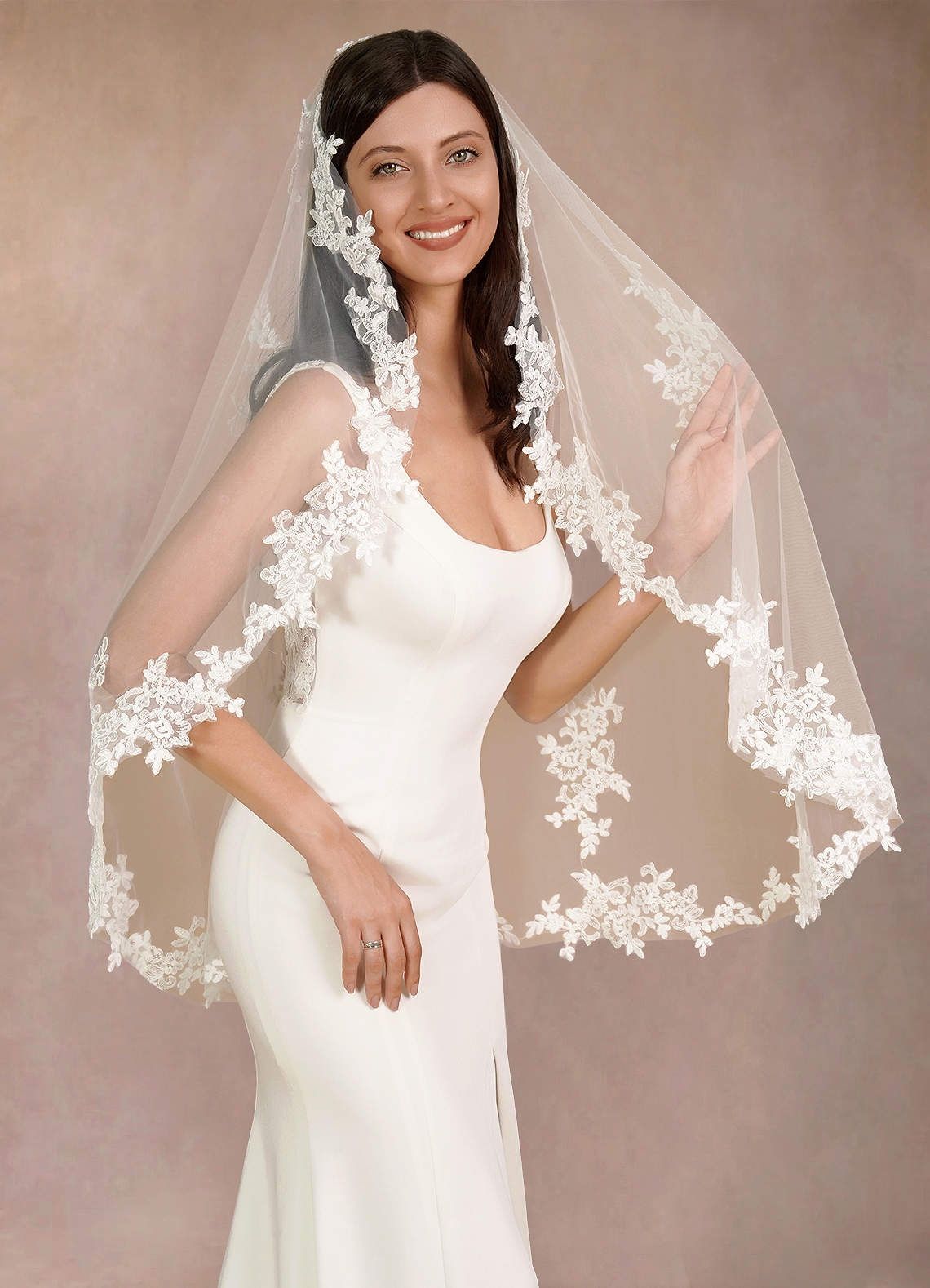 front Diamond and Lace Hip Veil