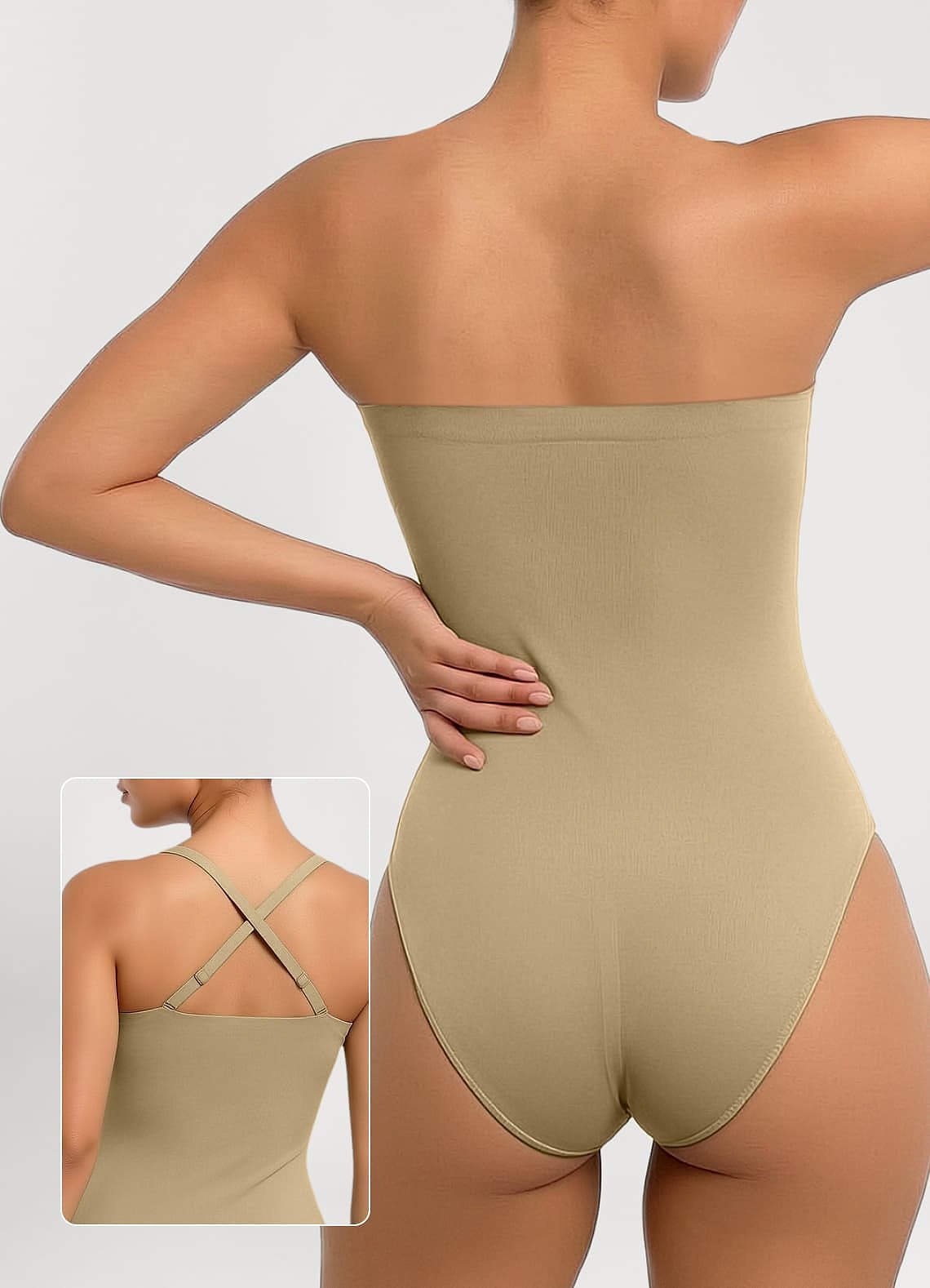 front Strapless Bandeau Heavy Control Shapewear(No Padding)