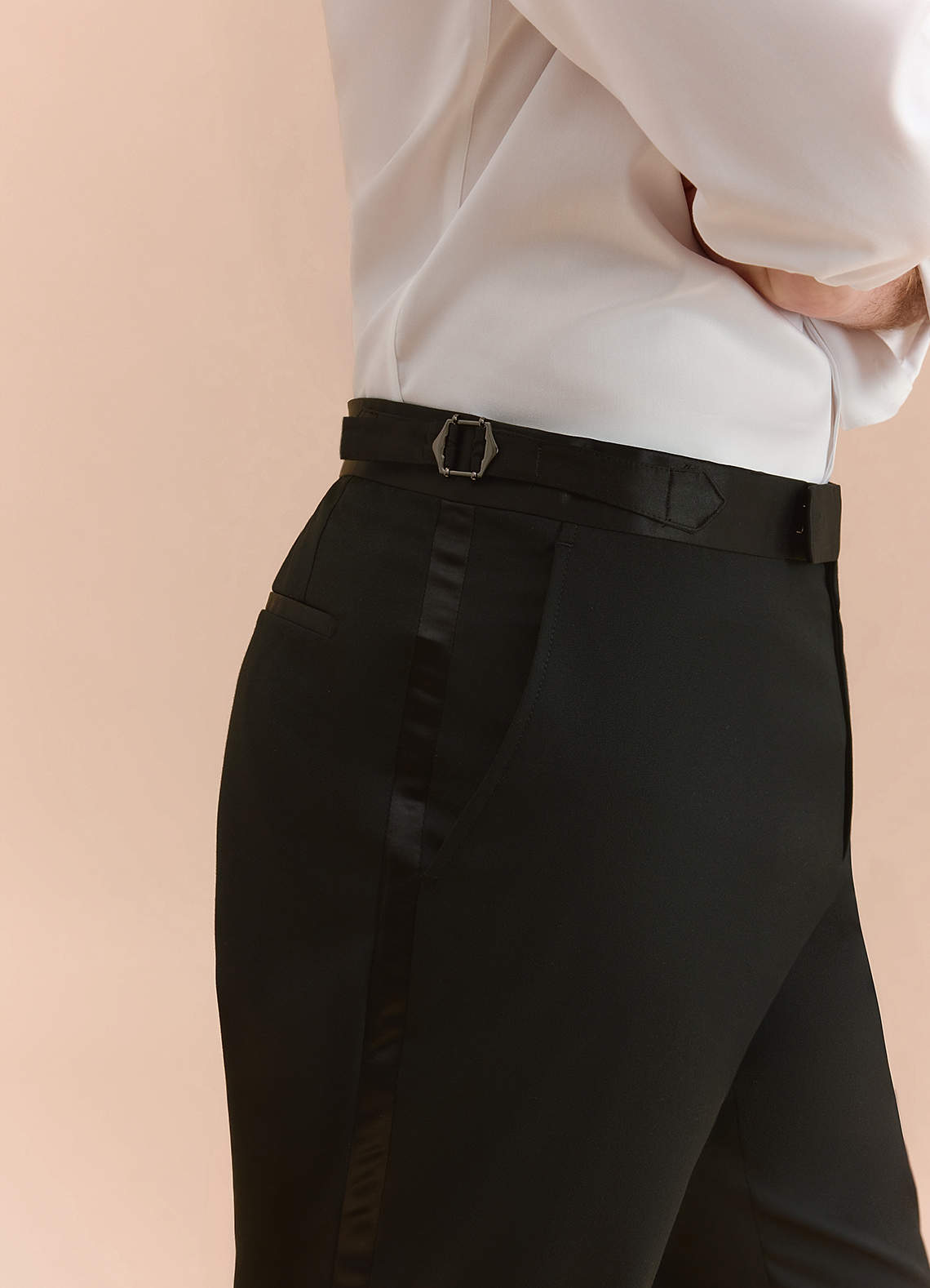 front Classic Black Tuxedo Pants