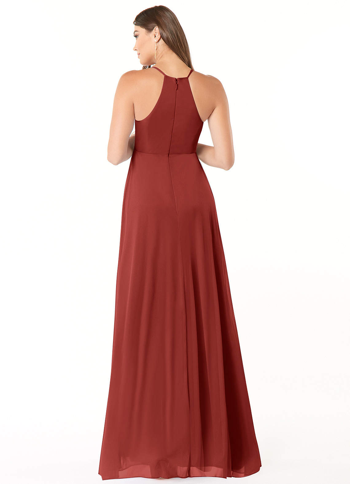 Azazie Annabelle vestidos de dama de honor de maternidad Vestido de Corte En A Cuello en V plisado Hasta el suelo Malla image1
