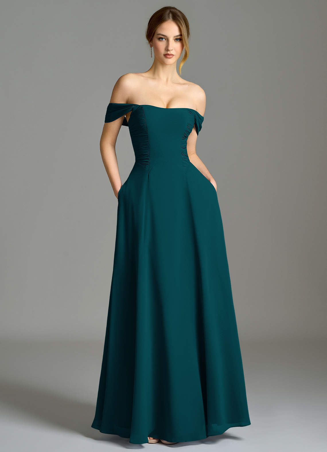 Azazie Oasis Pine Chiffon Bridesmaid Dresses | Azazie