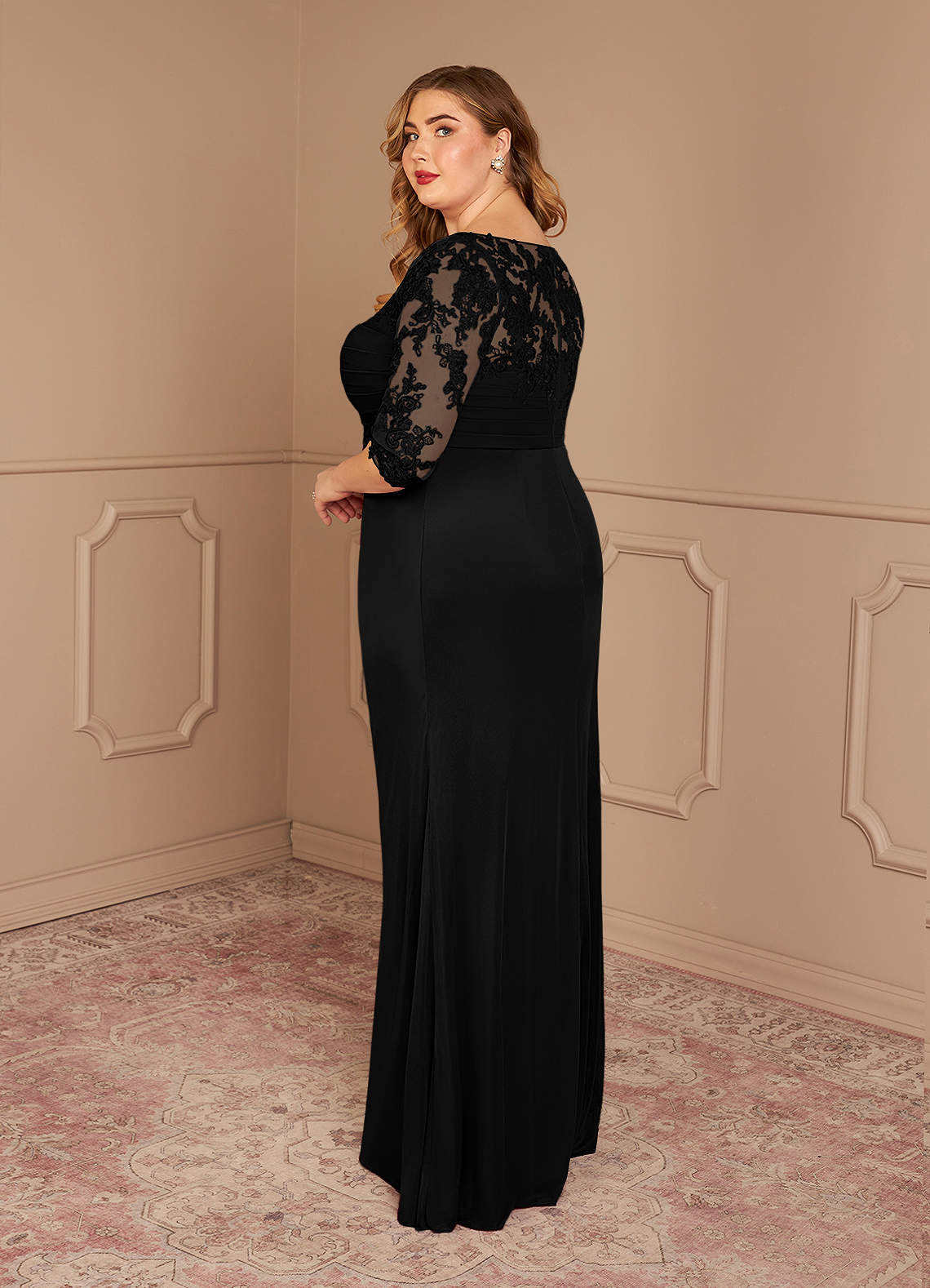 Azazie Alisondra vestidos de madre de la novia Vestido de Negro de Encaje de Corte Recto image9