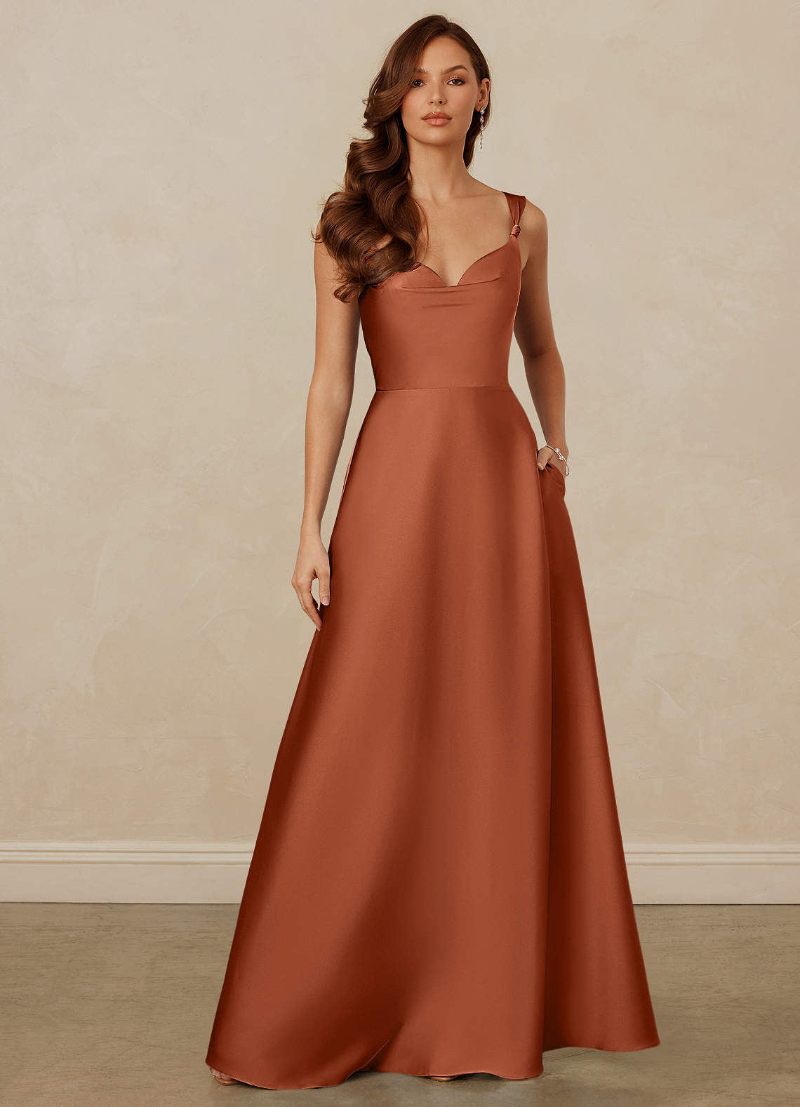Christian Siriano Bridal for Azazie 1001 Bridesmaid Dresses Cedar Rose A-Line Sweetheart Neckline Stretch Satin Dress image1