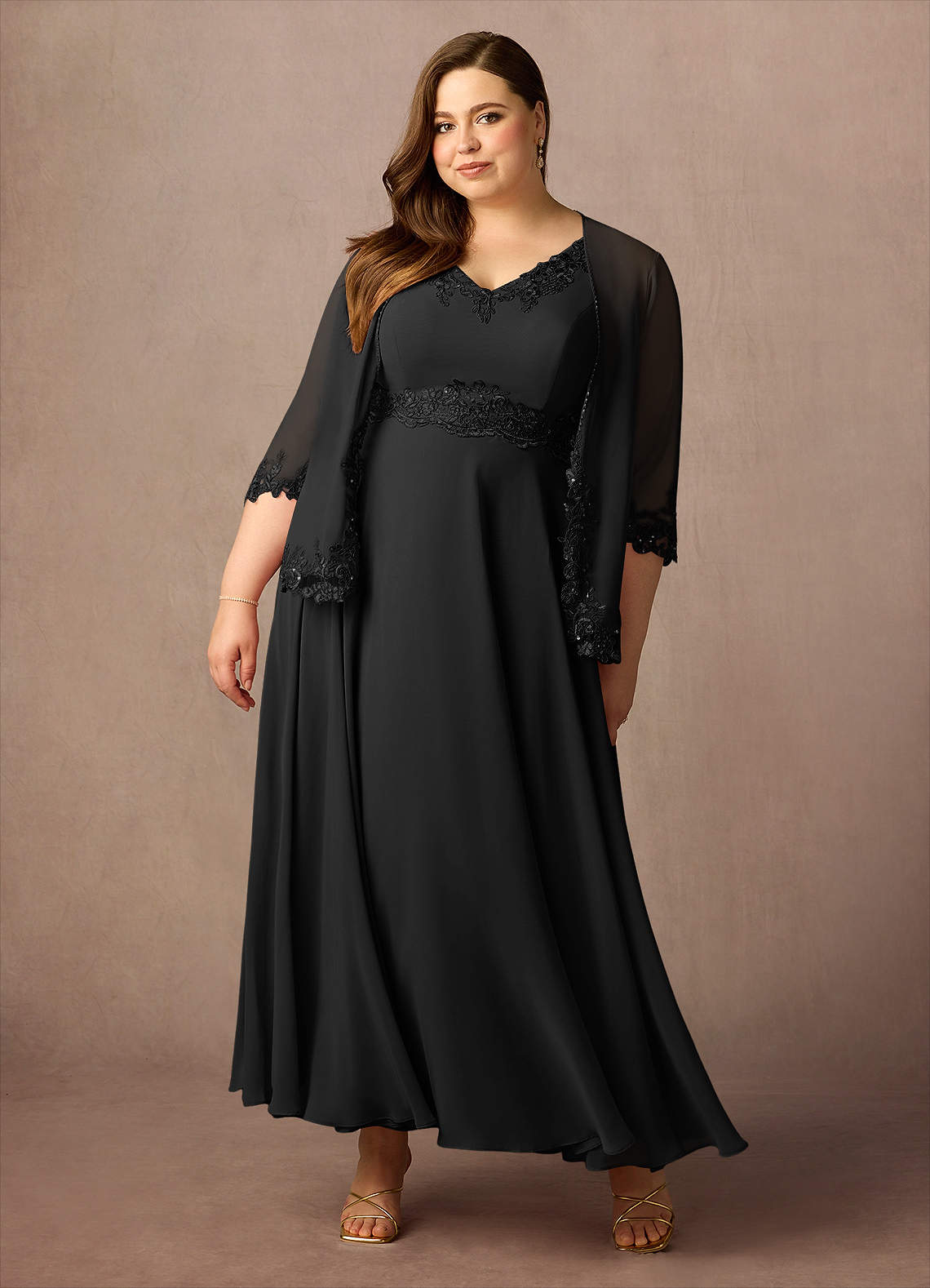 Azazie Devana Mother of the Bride Dresses Black A-Line Sequins Chiffon Dress image11