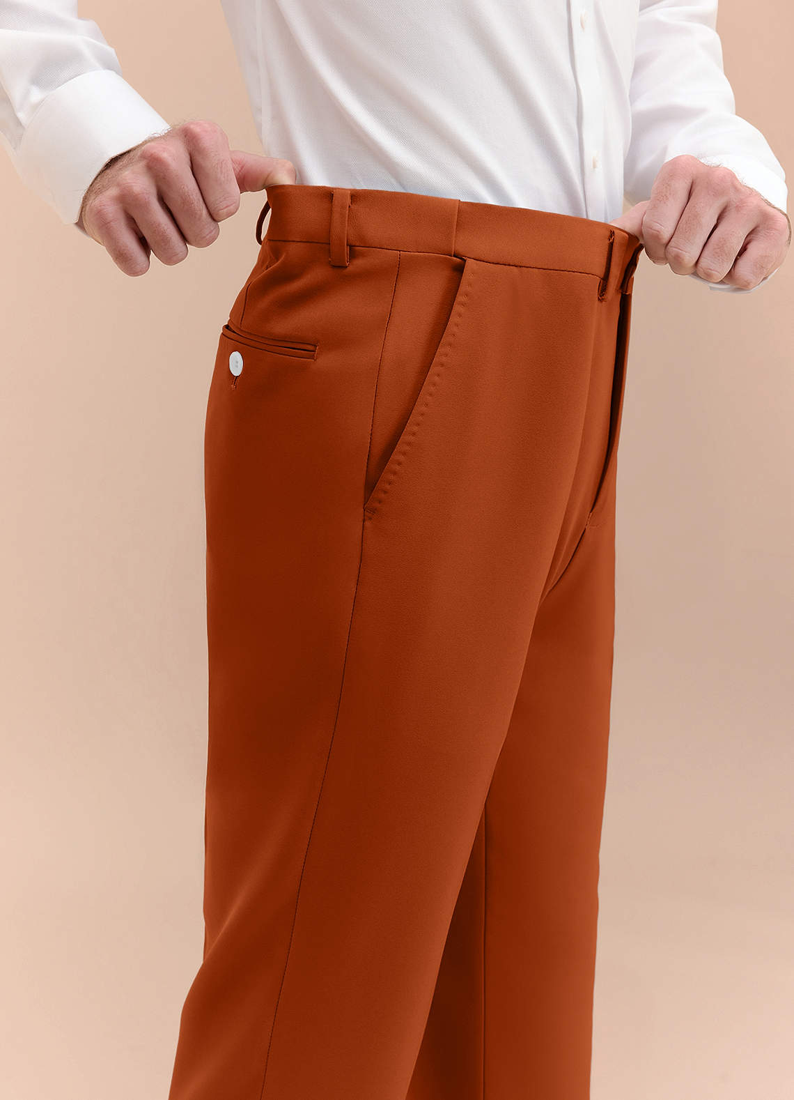 homecoming dress pants James Burnt Orange Structured Stretch | Classic Short Dress Pants Straight leg