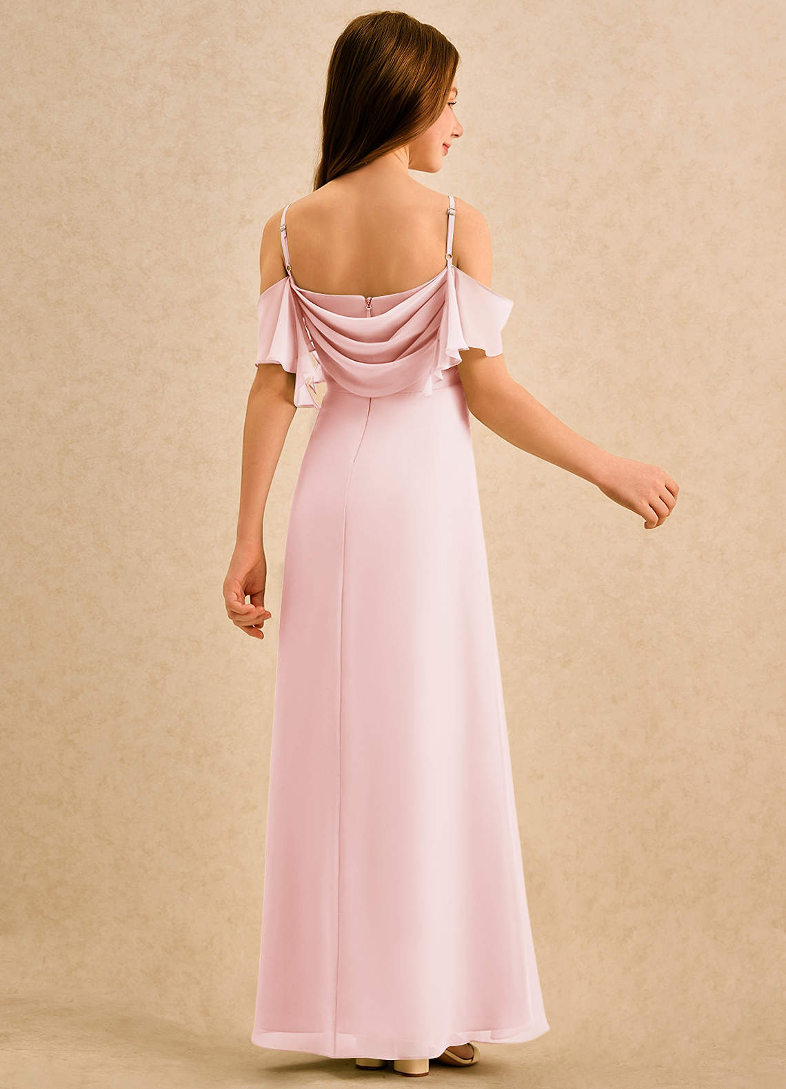 Azazie Pippy Girls Formal Sukienki dla dziewczynek sypiących kwiaty Linia A Dekolt w kształcie serca Szyfon Długość podłogi Sukienka image1