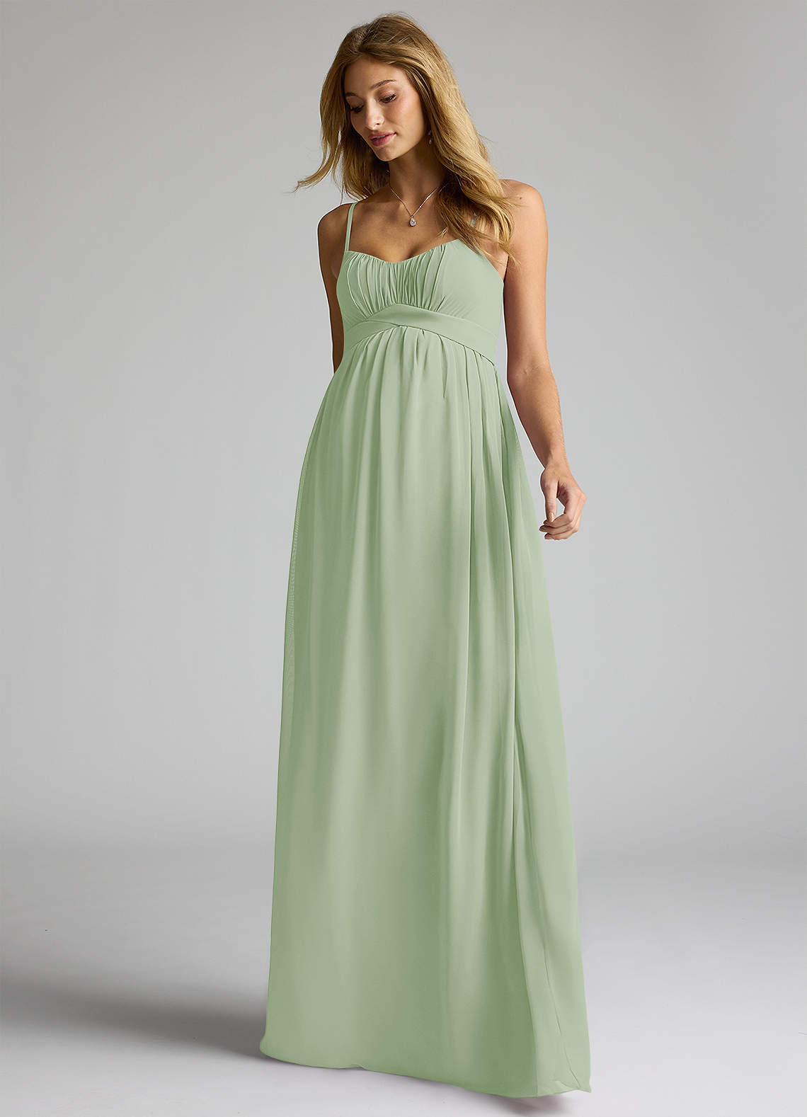 Azazie Llana Vestidos de dama de honra para maternidade Vestir Linha A Comprimento do chão Chiffon image2