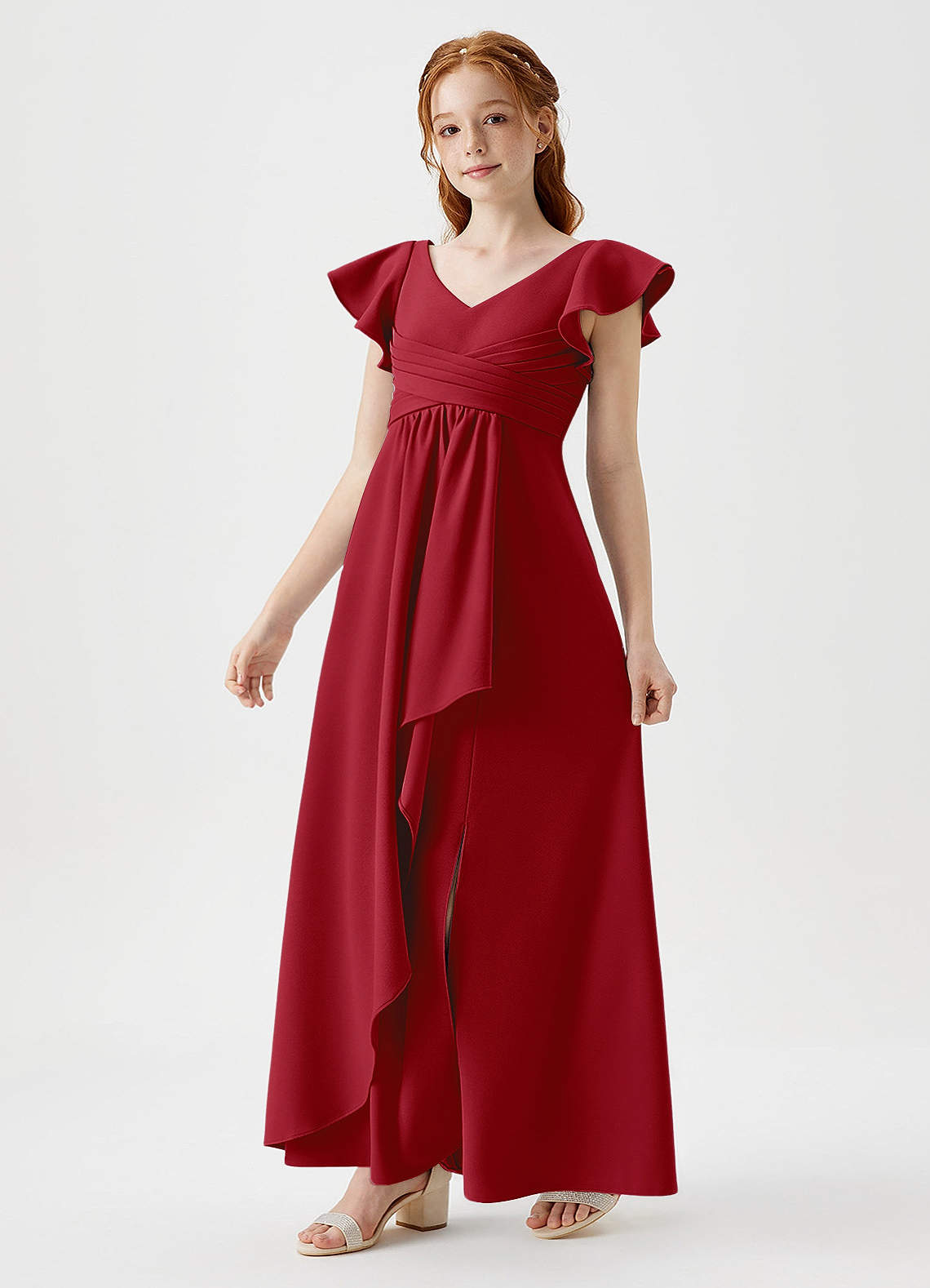 Azazie Omari Junior Klänning av A-Line i Stretch crepe Plisserad image1