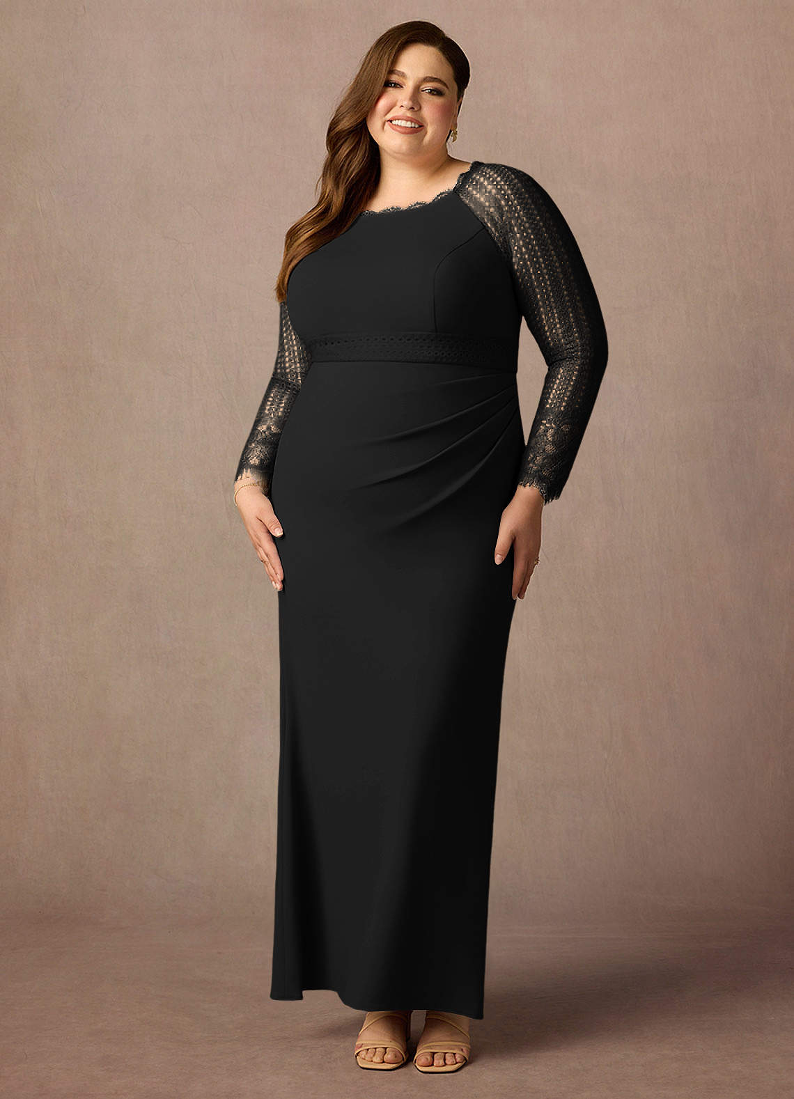 Azazie Peggy Final Sale Black Sheath Lace Dress image1