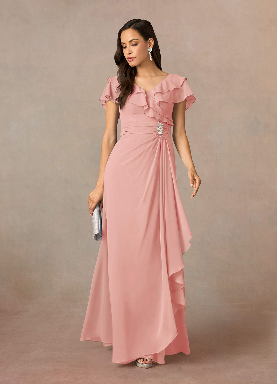 She & Sky Chiffon Rosette Sleeve Dress main image 1