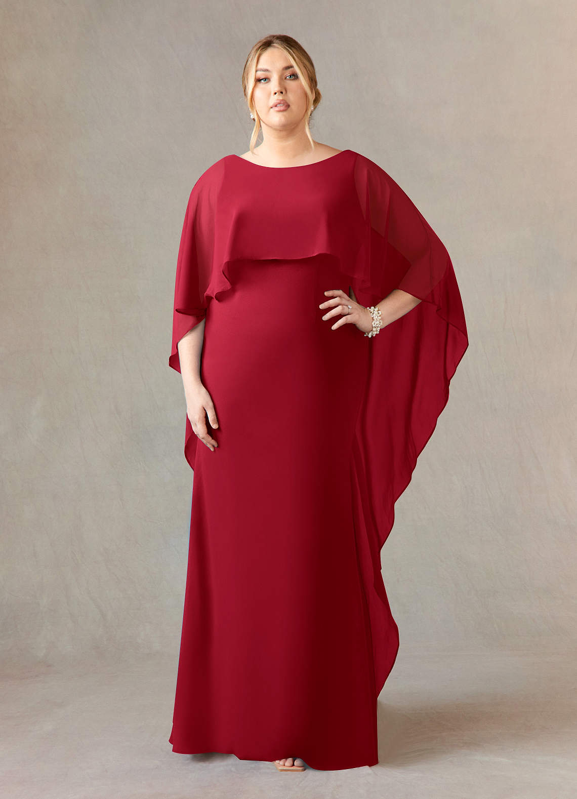 Azazie Dion Kleider für die Brautmutter Etui Schaufel Stretch-Krepp Kleid Scharlachrot image1