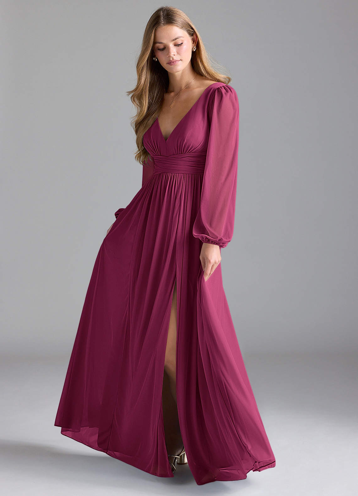 Azazie Norah Bridesmaid Dresses Mulberry A-Line Mesh Dress image1