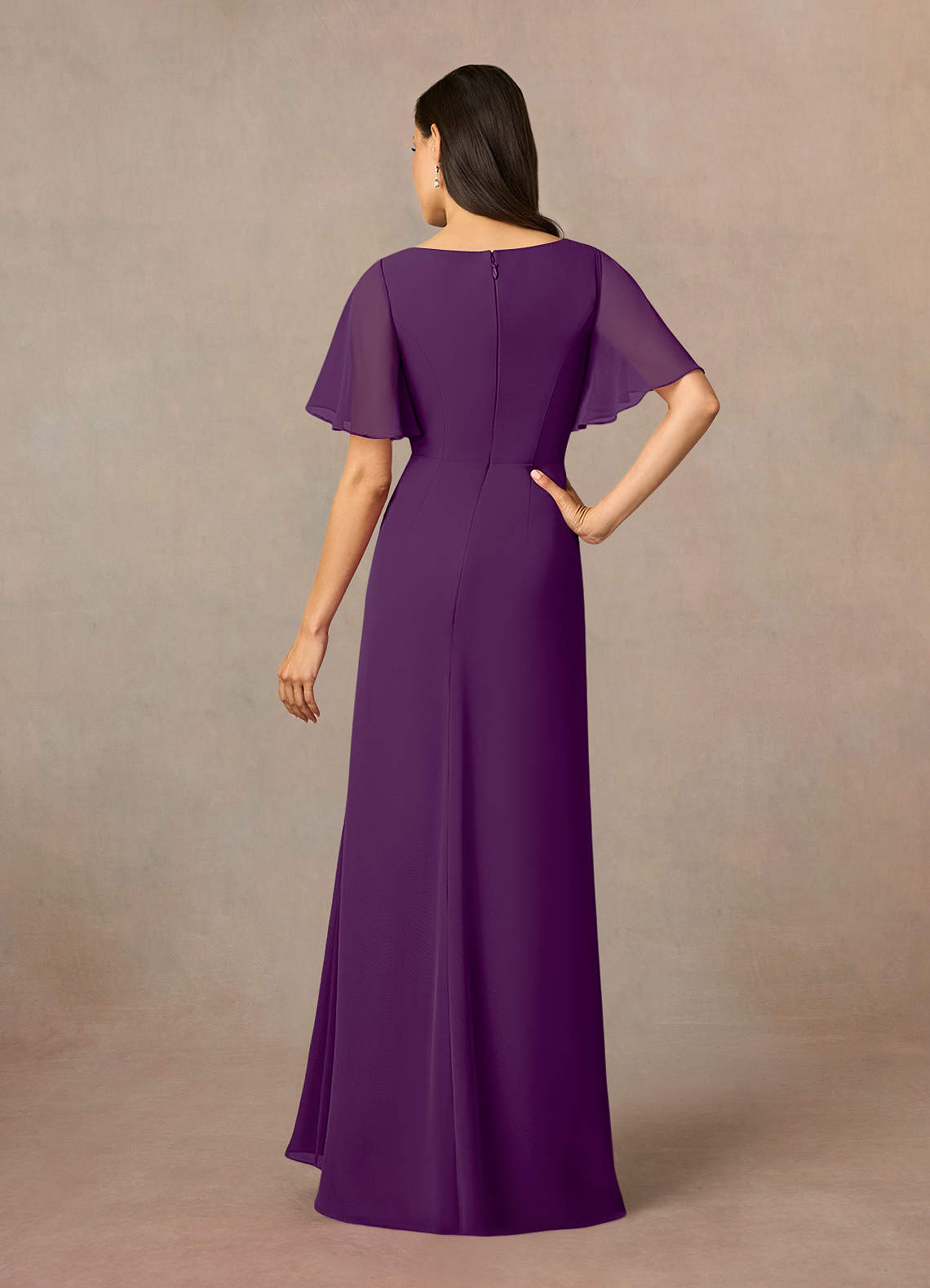 Azazie Rain Mother of the Bride Dresses Grape Sheath Beaded Chiffon Dress image10
