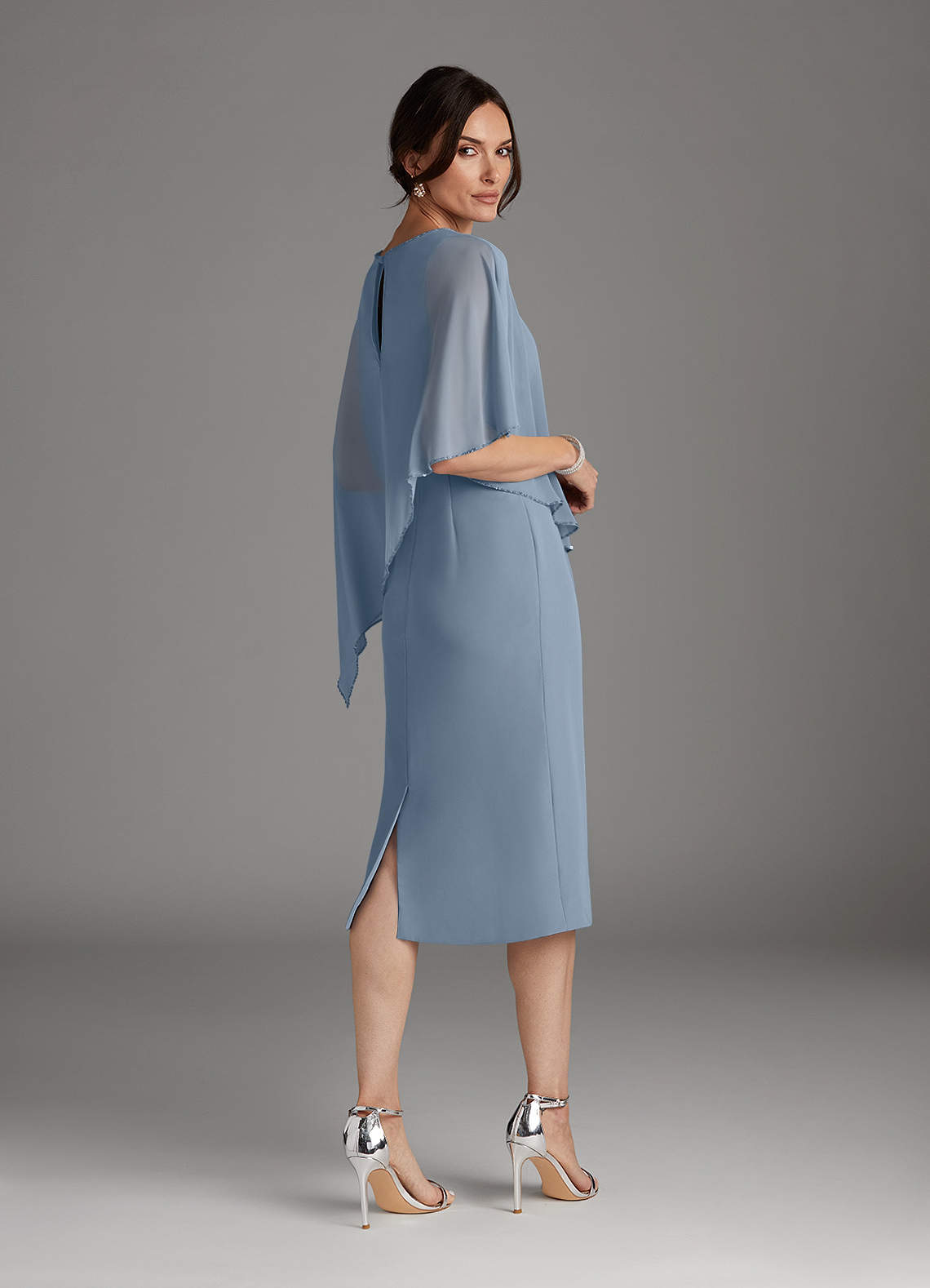 Azazie Sparrow Mother of the Bride Dresses Dusty Blue Sheath Sequins Chiffon Dress image2