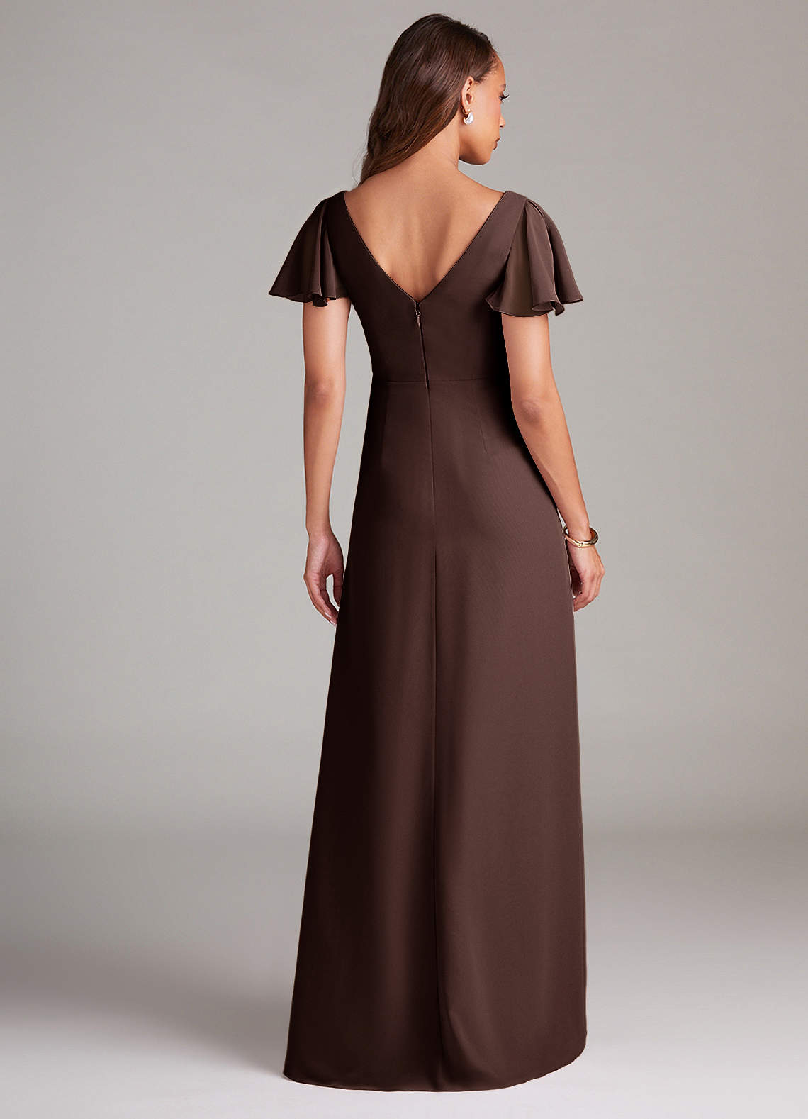 Azazie Soren Bridesmaid Dresses Ganache A-Line Ruched Chiffon Dress image1
