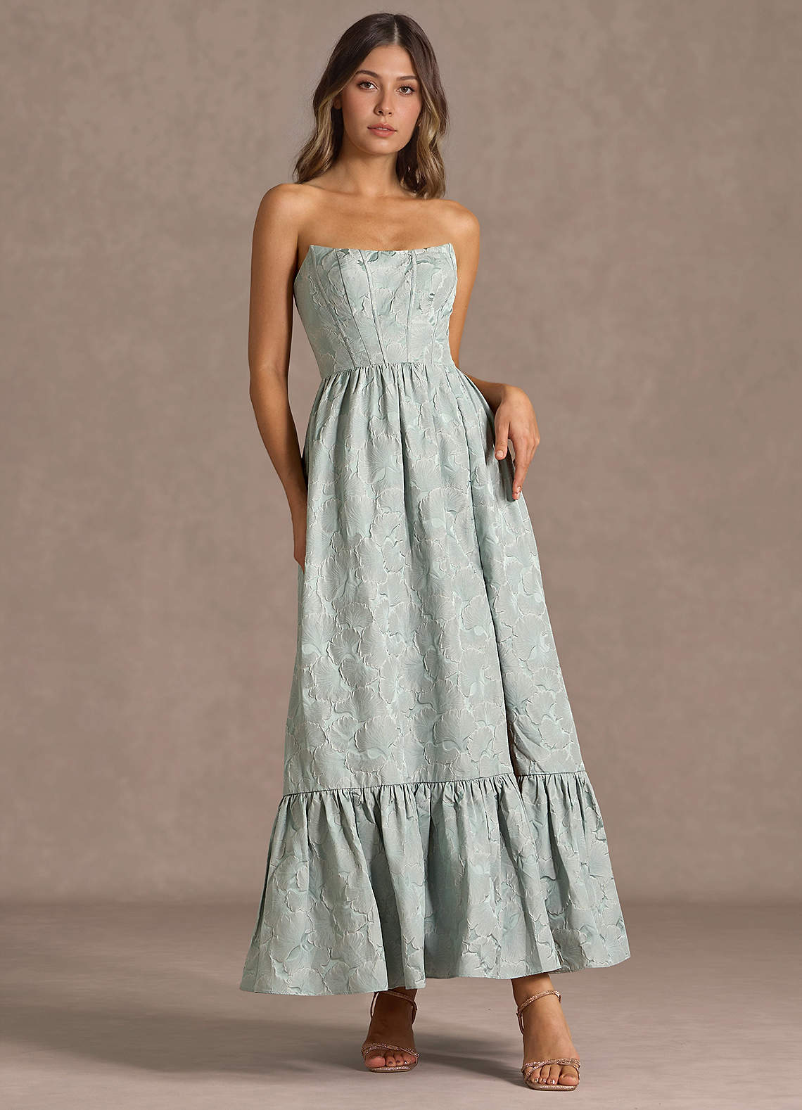 Azazie Maxi Dresses A-Line Wedding Guest Semi-Formal Dresses Strapless French Blue