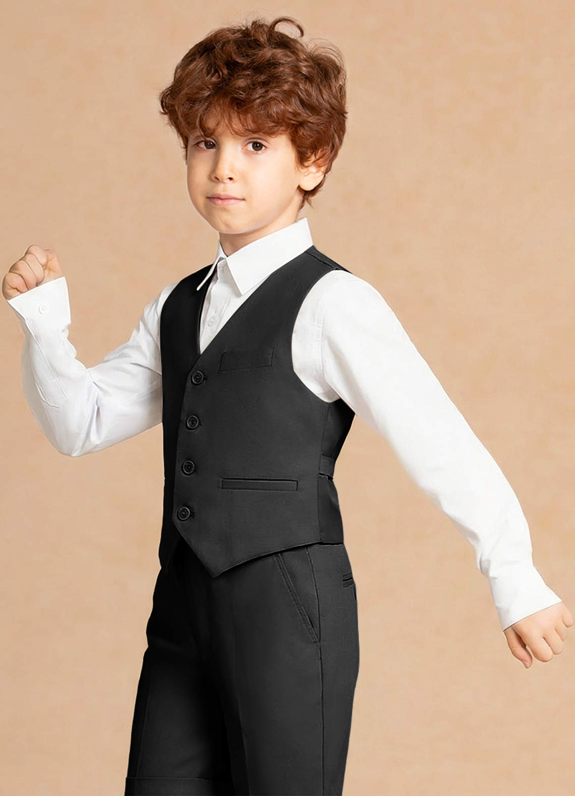 front Theo Preto Colete de menino