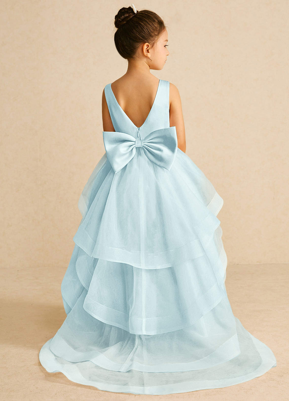 Azazie Pumpkin Flower Girl Dresses Sea Glass A-Line Convertible Tulle Dress image1