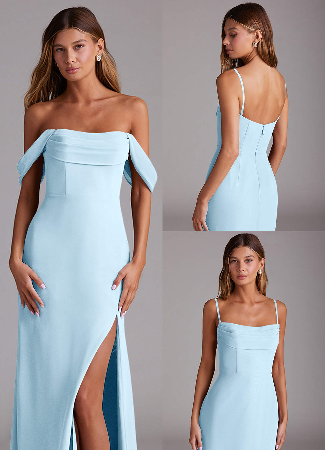 Azazie Saige Bridesmaid Dresses Sky Blue A-Line Off the Shoulder Chiffon Convertible Dress image9