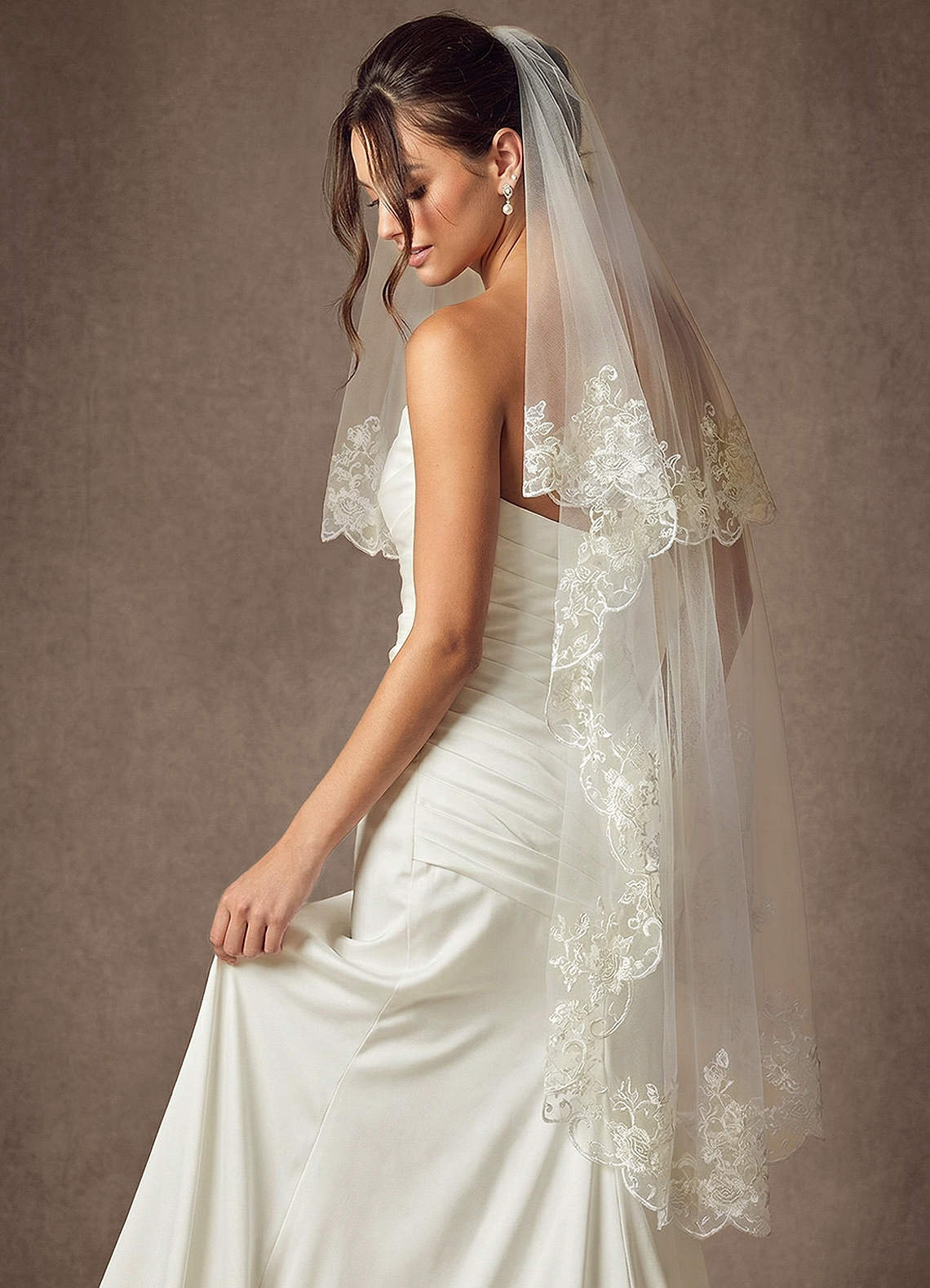 WHITE VEIL セット Estelle Floral Lace Waltz Veil | Azazie