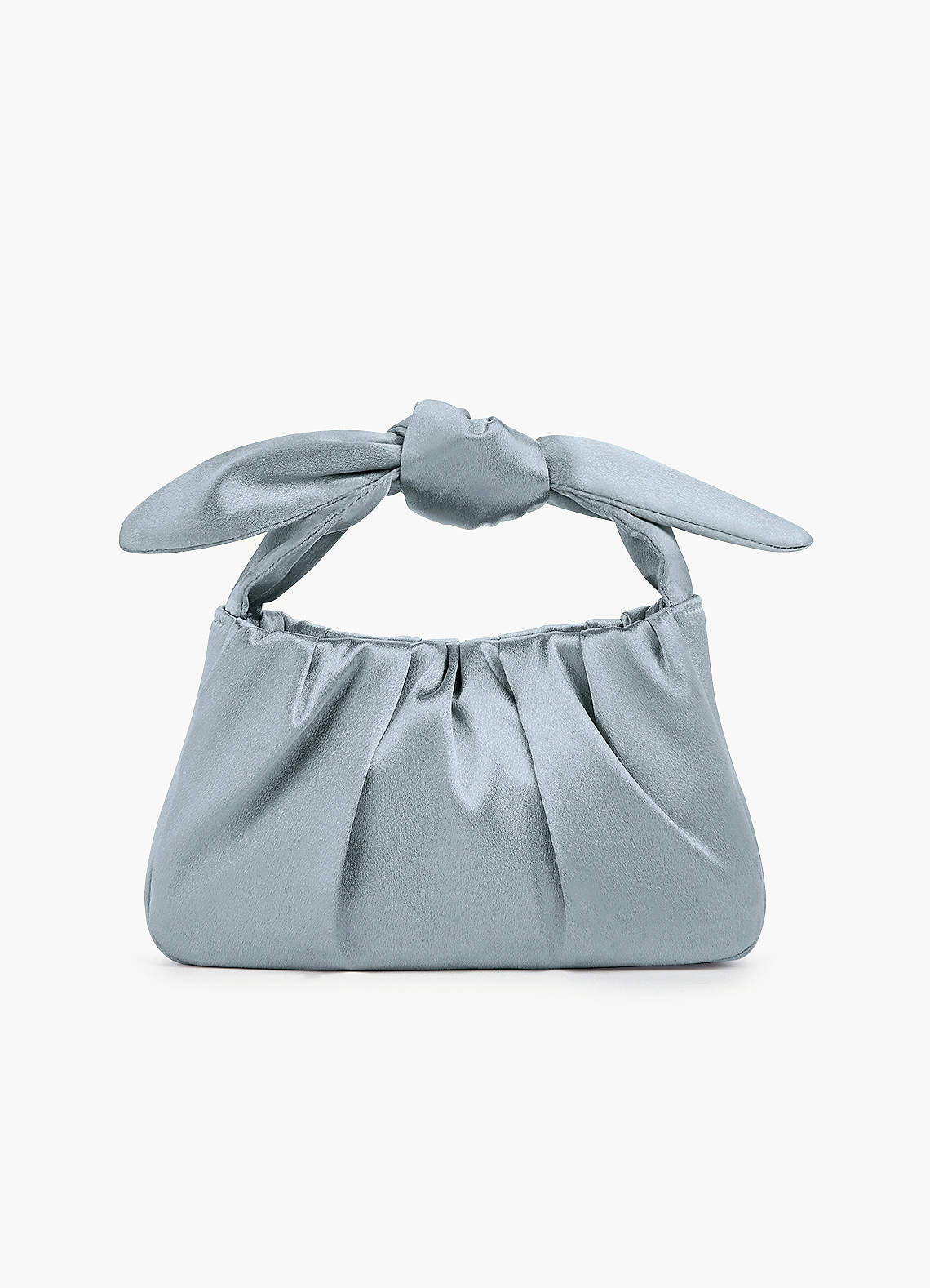 front Matching Color Metallic Satin Knotted Handle Handbag