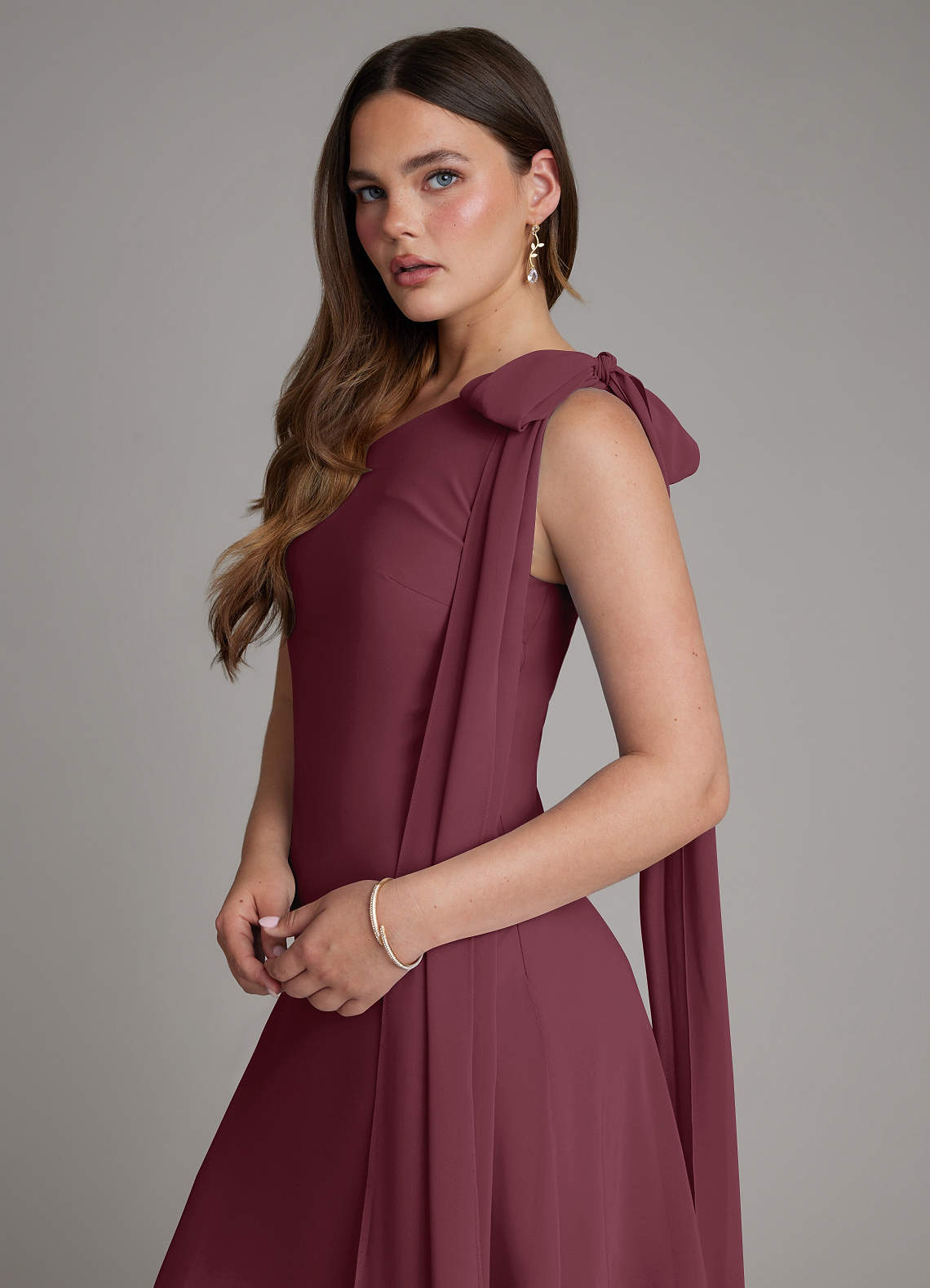 Azazie Monique Cabernet Chiffon Bridesmaid Dresses | Azazie