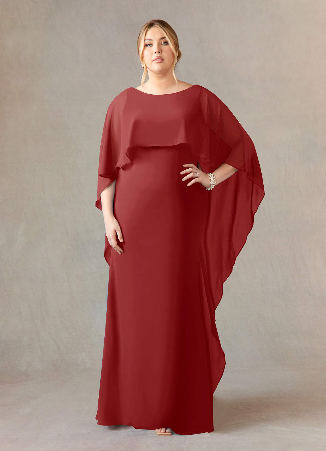 Azazie Dion Mother of the Bride Dresses Rust Sheath Scoop Stretch Crepe Dress image1