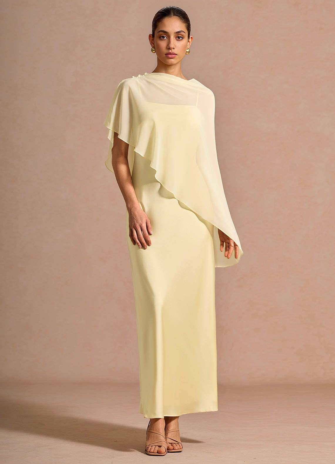white christmas dresses Lemon Bridesmaids Dresses One Shoulder Sheath/Column Ruched Chiffon Bridesmaid Dresses with Slit main image 1
