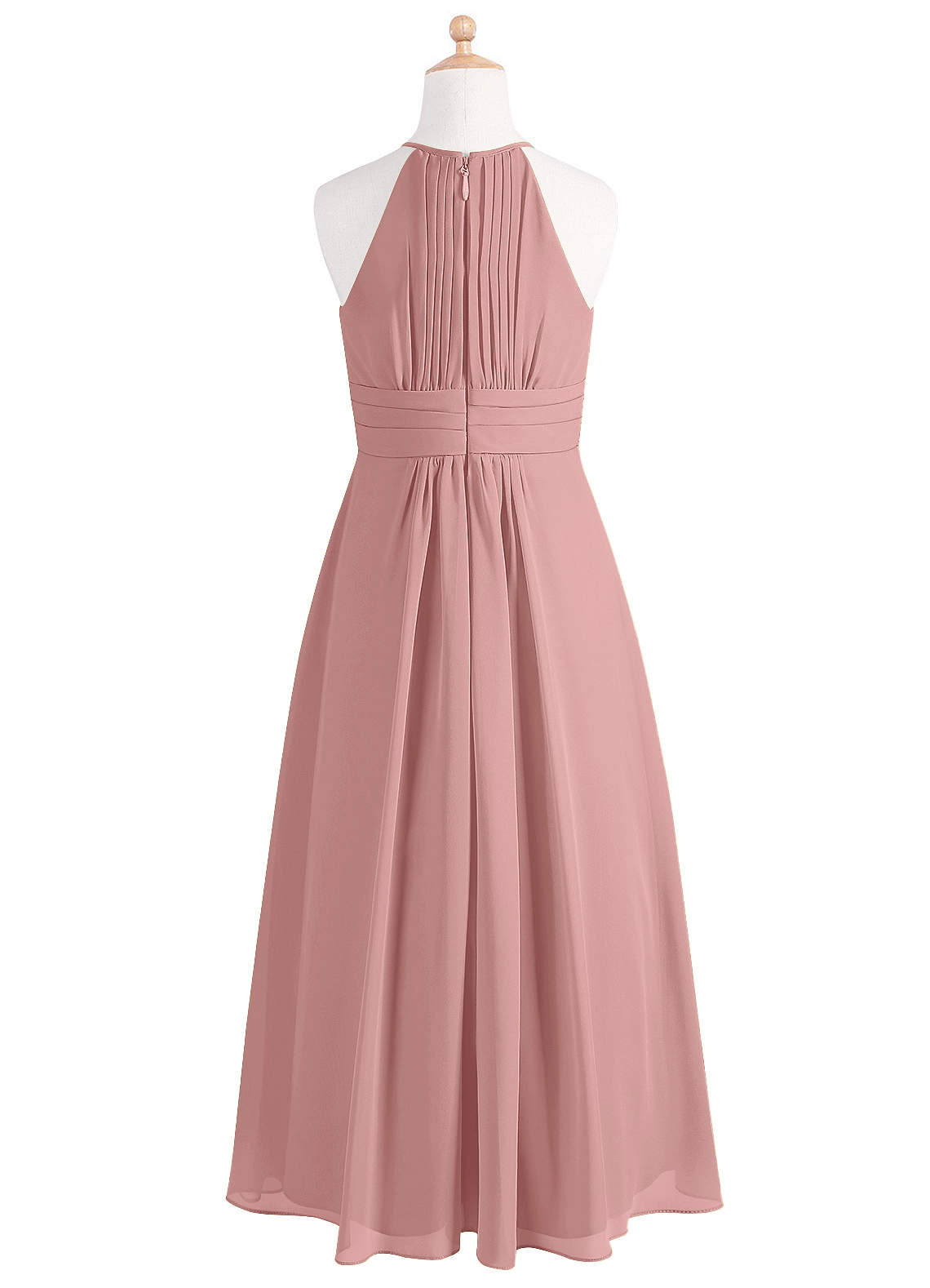 Azazie Bonnie Junior Dusty Rose A-Line Pleated Chiffon Dress image5