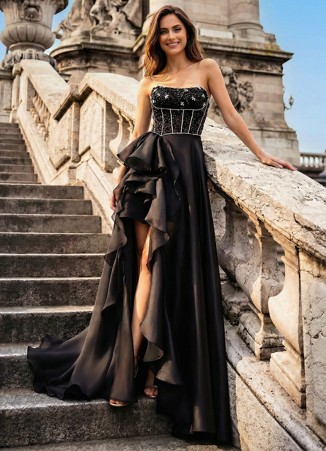 dresses for curvy women SCOMCHIC Plus Size Wedding Guest Maxi Dress Black Compliment this dress with Primavera Couture 14032 Size Hen Party Dresses Size:6 US women's numeric