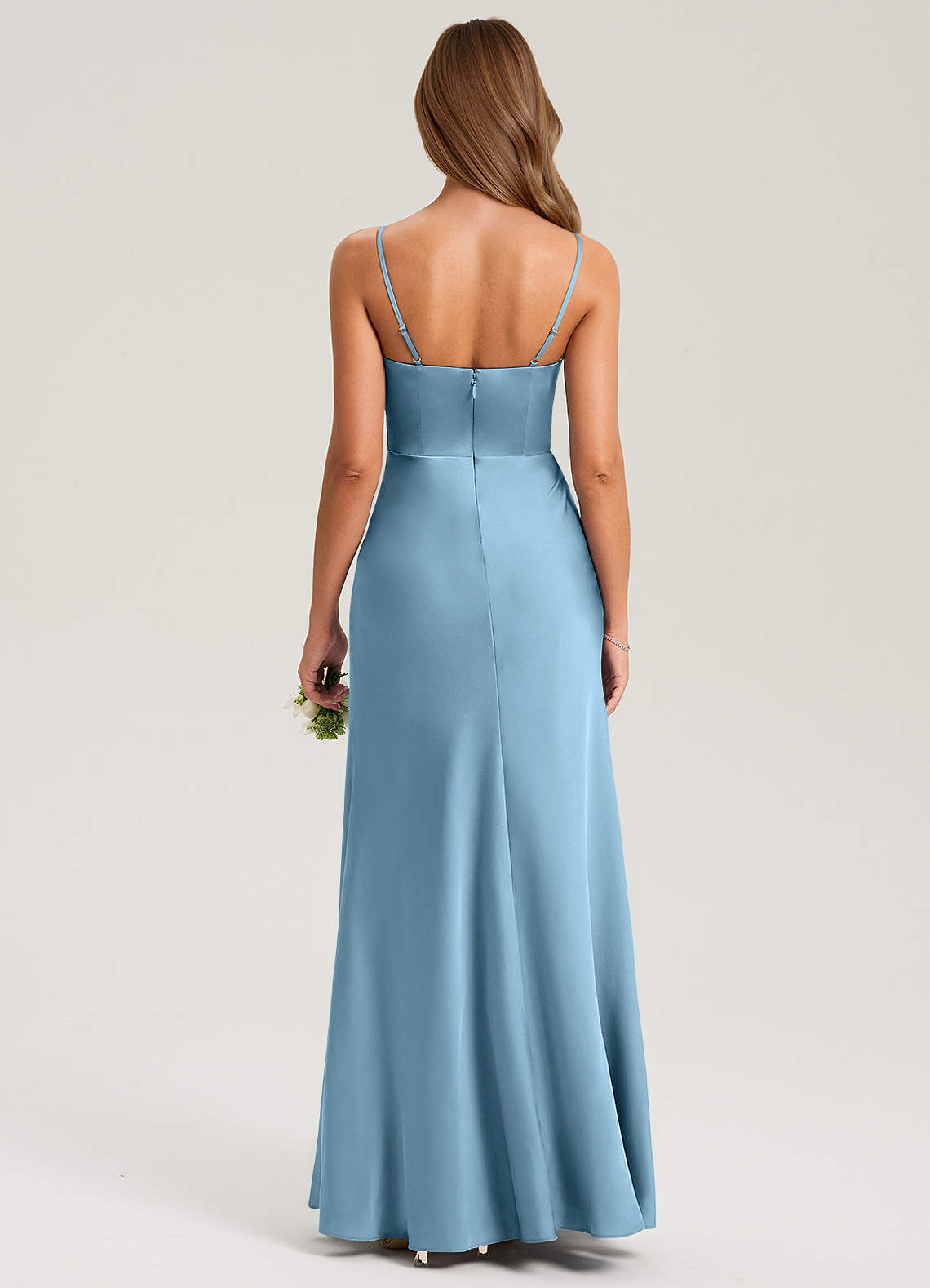 blue fairy dress for women Wedtrend Dusty Blue Junior Bridesmaid Dress One Shoulder A-line Chiffon  Pleated Floor Length Wedding Party Dress – WEDTREND main image 0