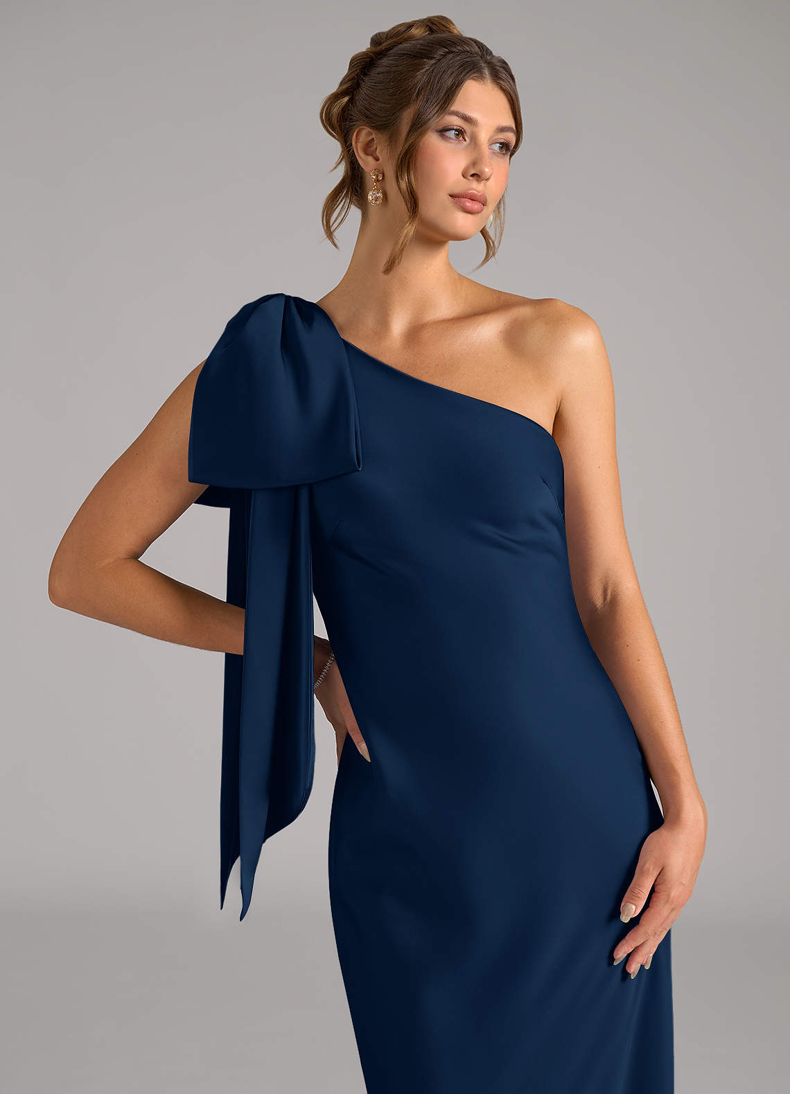 navy blue bridesmaid dresses under 50 Wedtrend Dark Navy A Line V Neck Floor Length Long Chiffon Bridesmaid Dress With Slit Wedding Party Dress, Dark Navy / US16