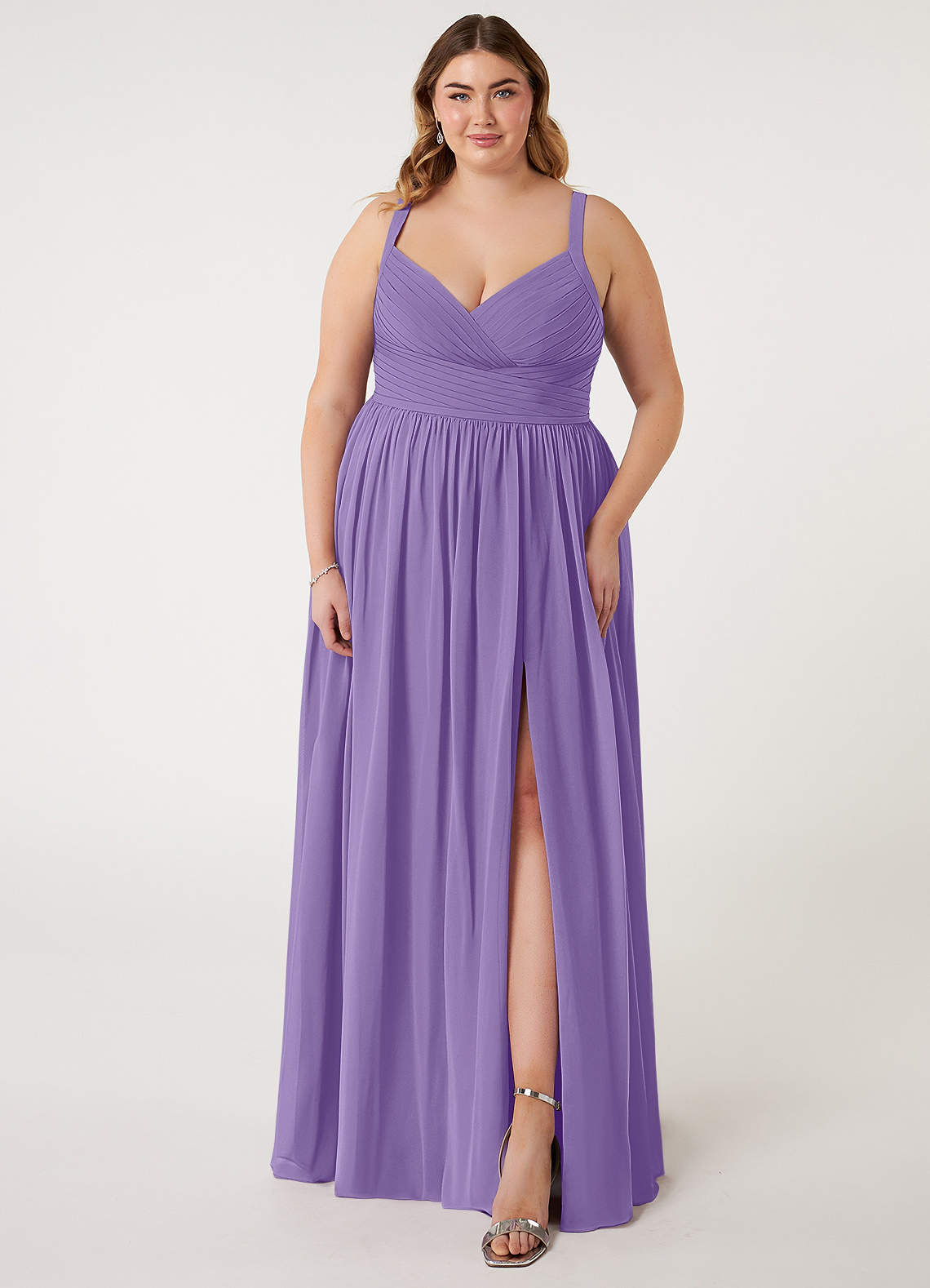 Azazie Chanel Brautjungfernkleider A-Linie Plissee Chiffon Kleid Tahiti image1