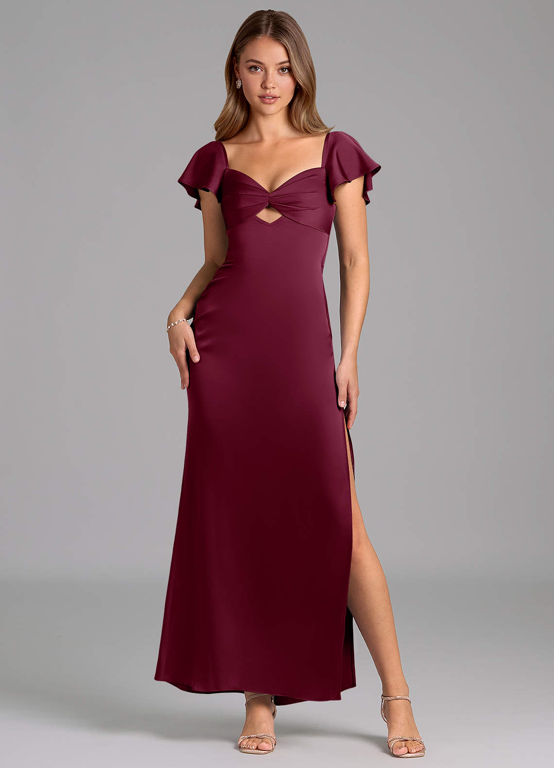 Azazie Demia Bridesmaid Dresses Mulberry Sheath Sweetheart Neckline Stretch Satin Dress image1