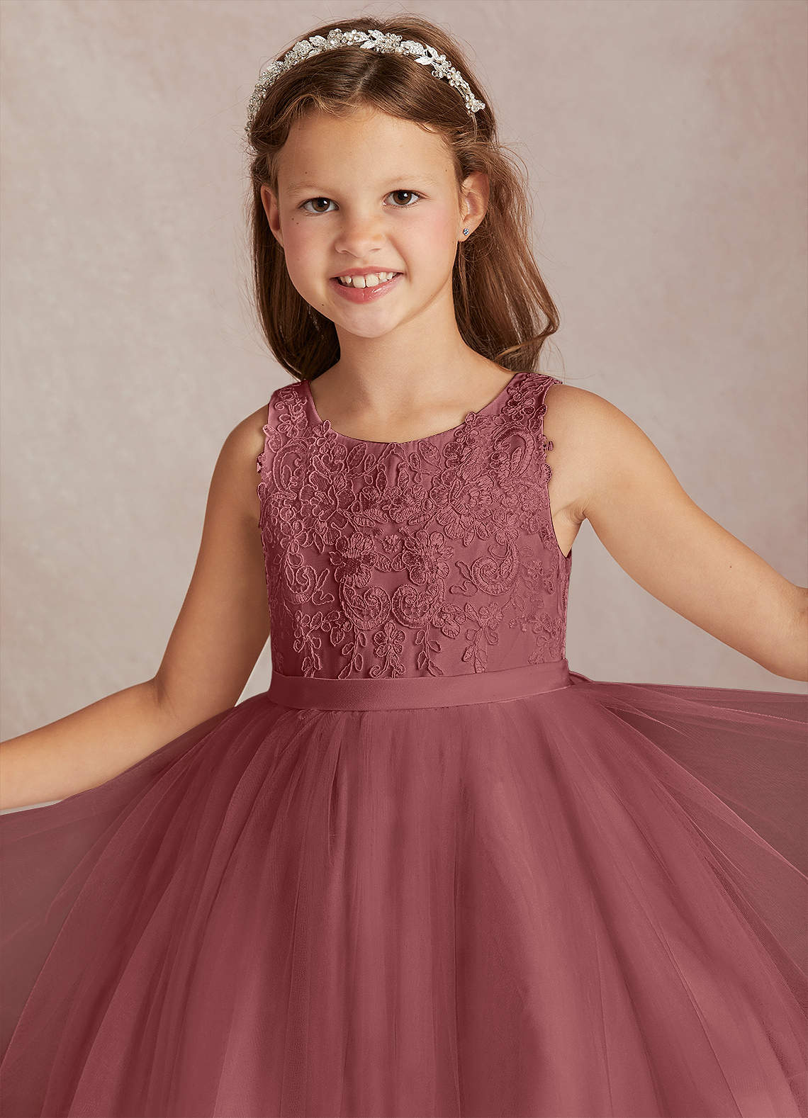 Azazie Calla Flower Girl Dresses Amethyst Ball-Gown Lace Tulle Dress image1