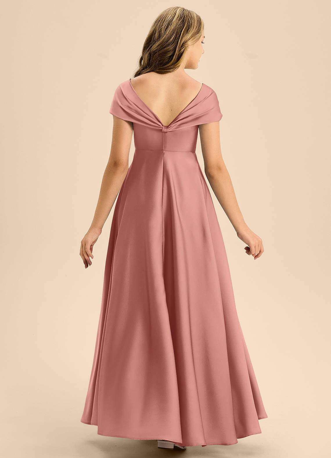 Knee Length Junior Bridesmaid Dresses Azazie Bear Junior Bridesmaid Dress  In Dusty Rose Azazie DE