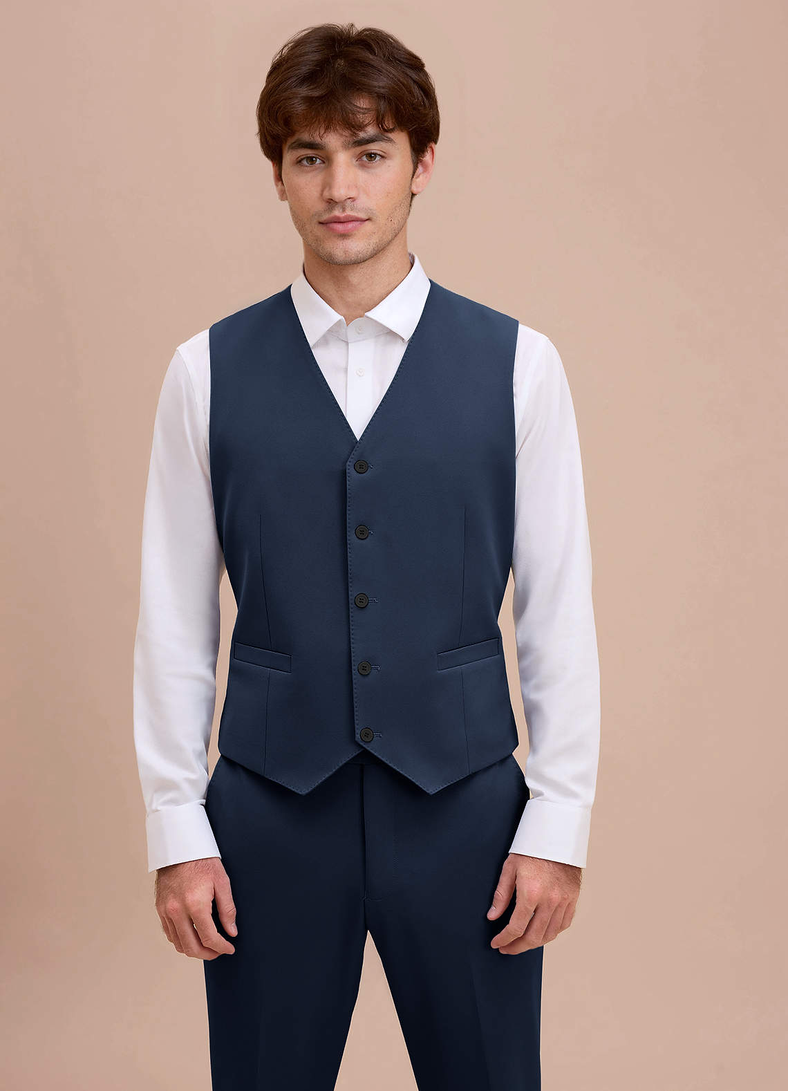 front Ethan Dark Navy Refined Weave Suit Vest