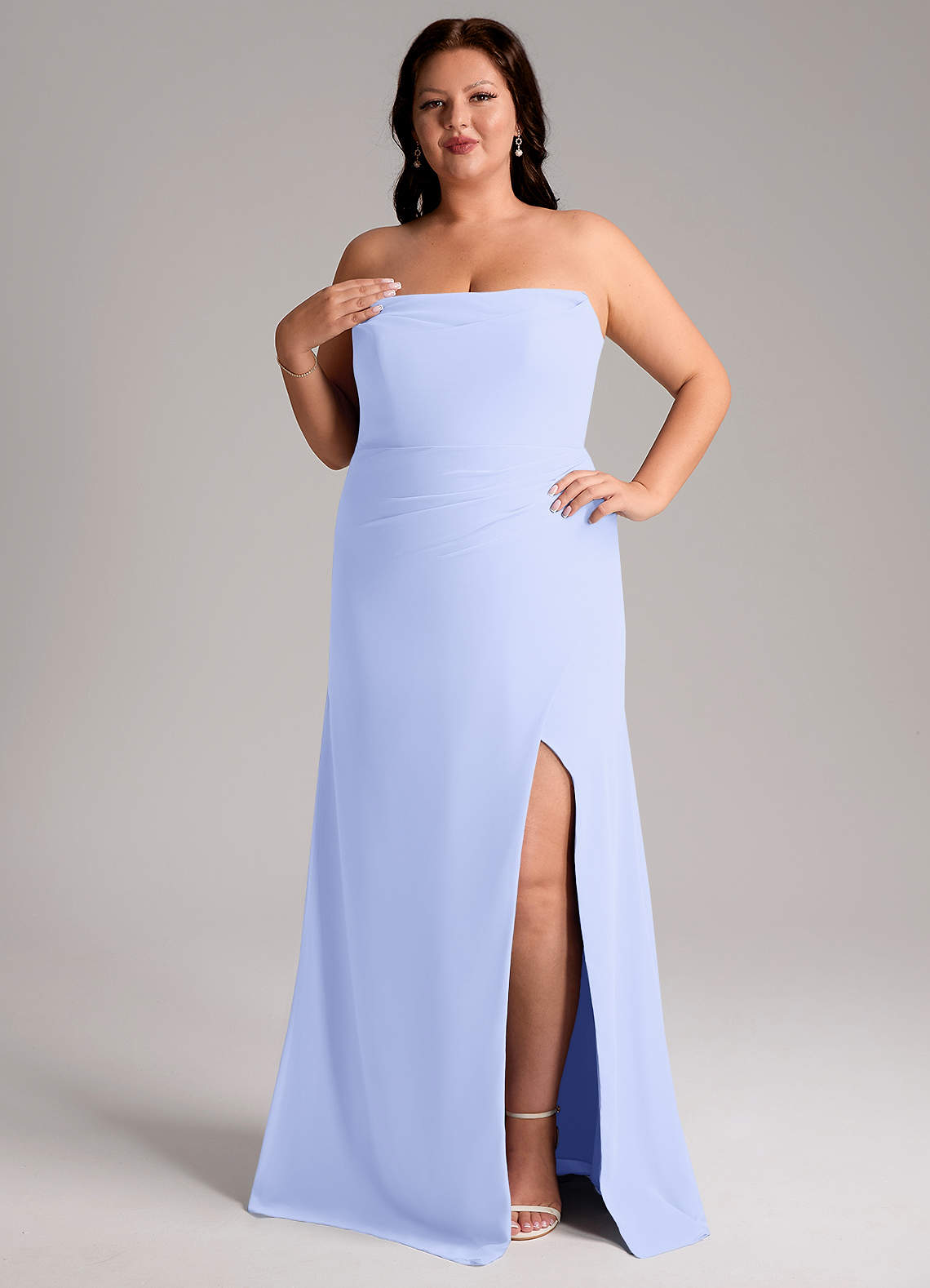 lavender strapless bridesmaid dresses Burnt Orange Pleated Halter V-Neck Backless Chiffon Bridesmaid Dress Change Color From Swatches / XL / N14 main image 0