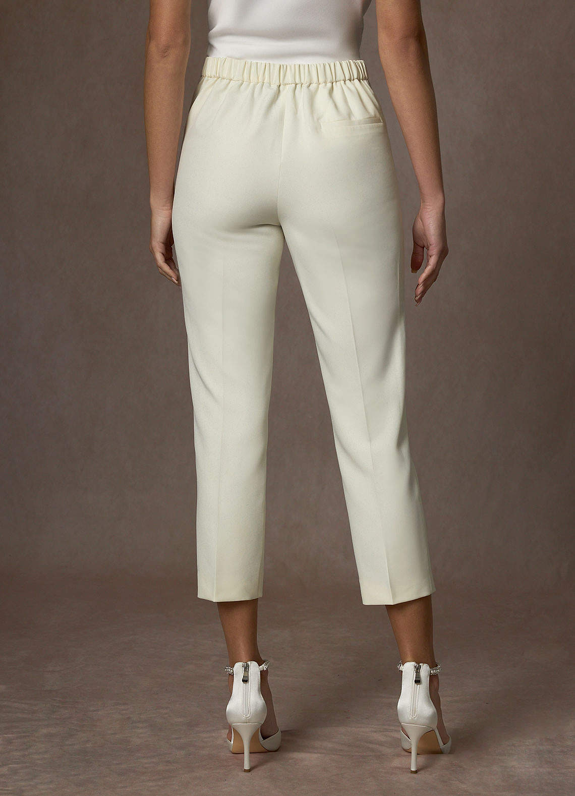 front Charlotte Ivory Refined Weave Pants Suit