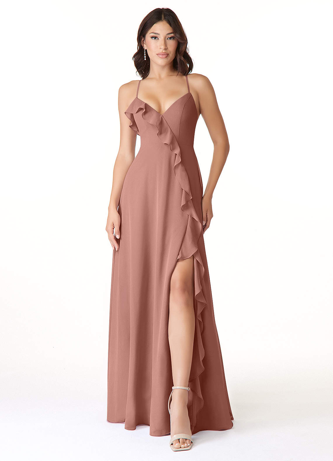 Azazie Tarni Bridesmaid Dresses Cedar Rose A-Line Chiffon Dress image1