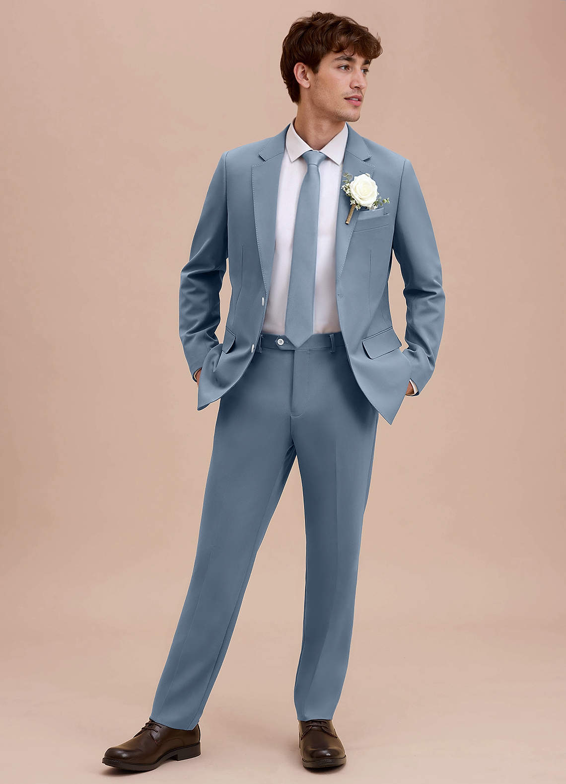 front Ethan Dusty Blue Refined Weave Suit Jacket