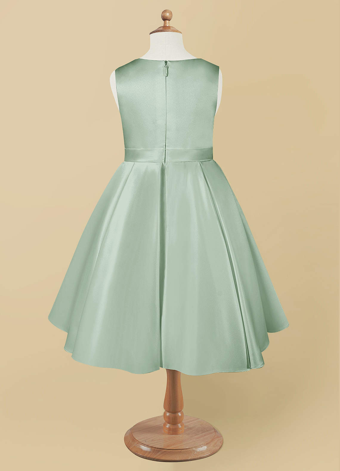 Azazie Coco Agave A-Line Bow Matte Satin Dress | Azazie